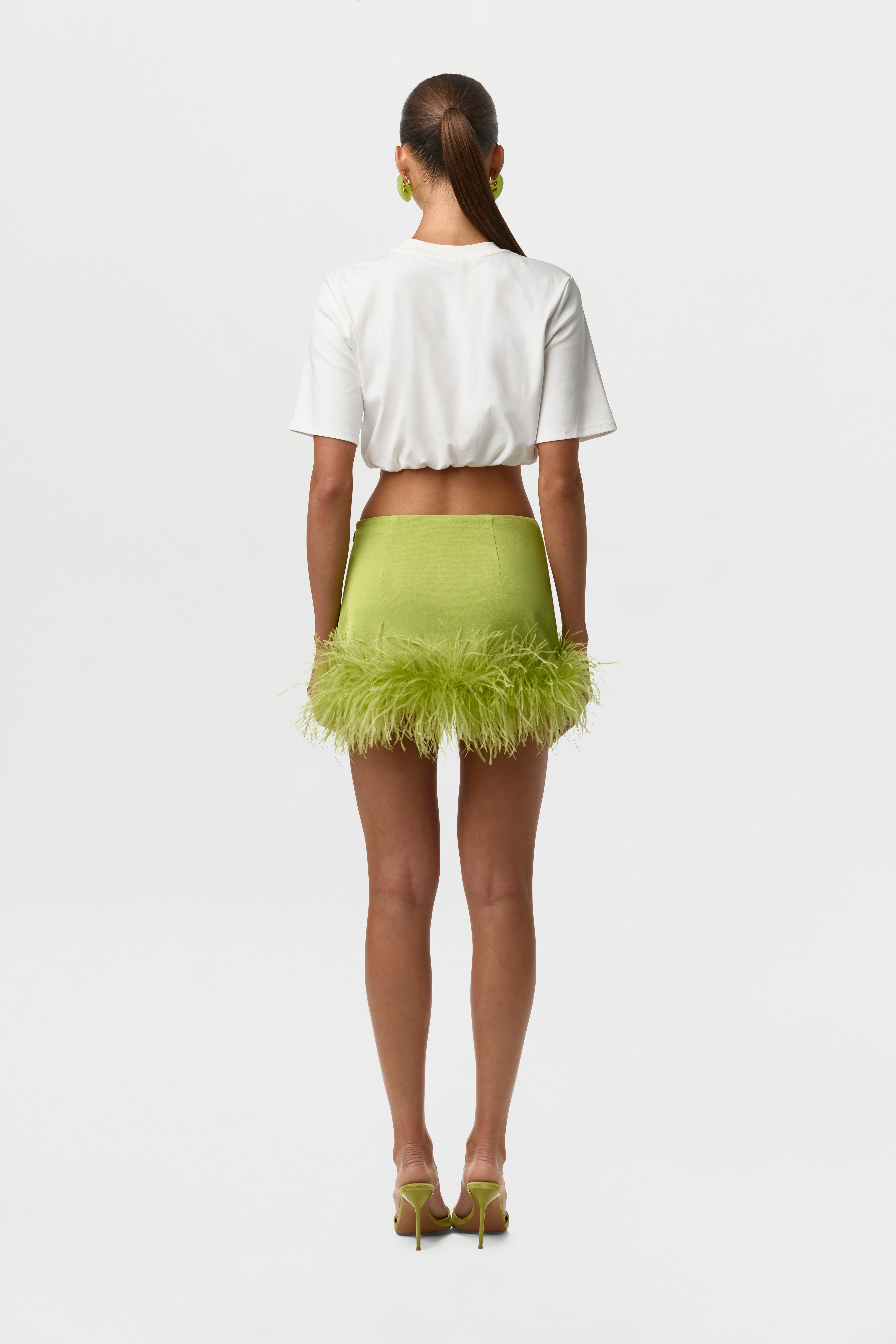 Satin Feather Mini Skirt
