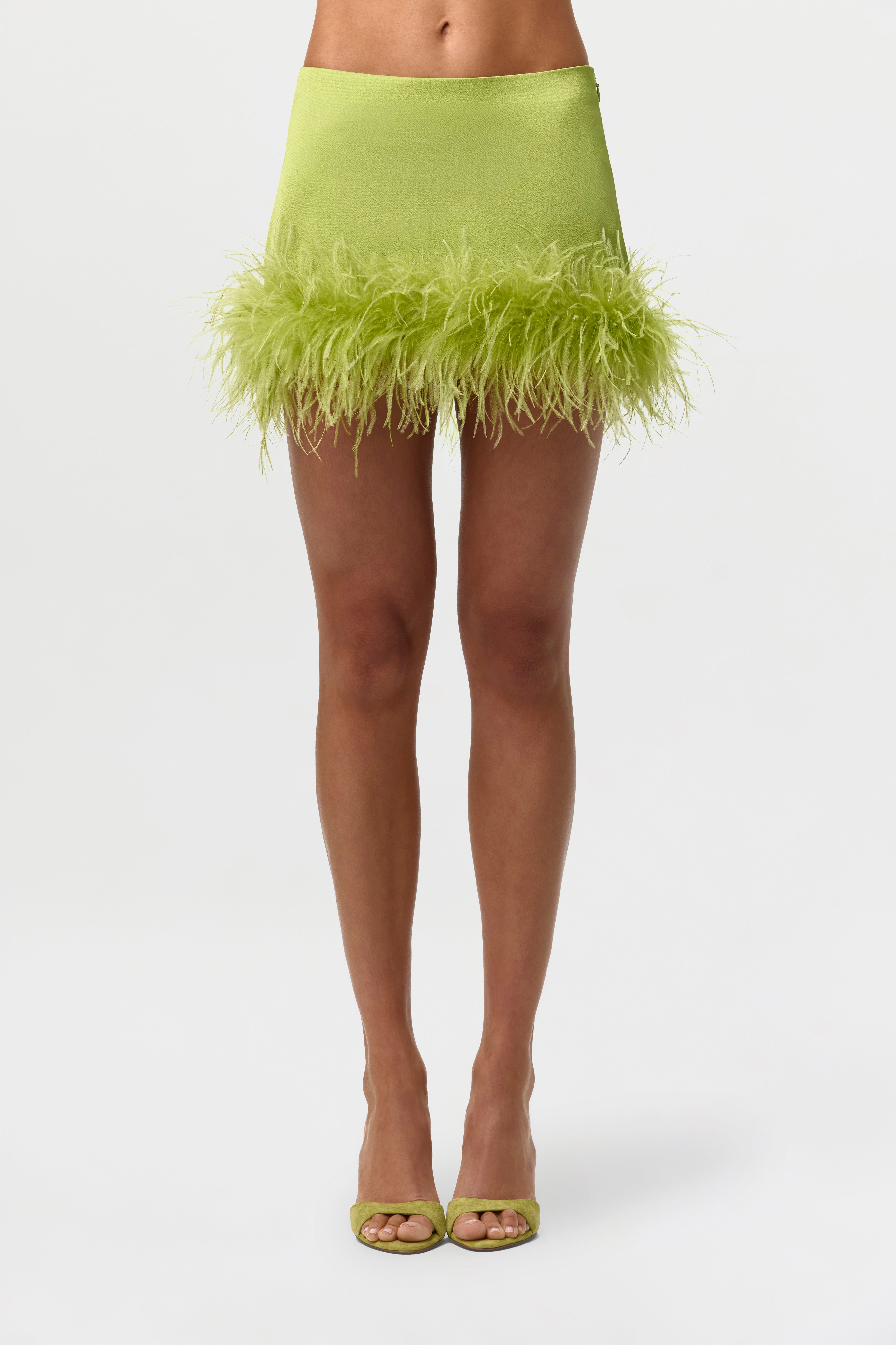 Satin Feather Mini Skirt