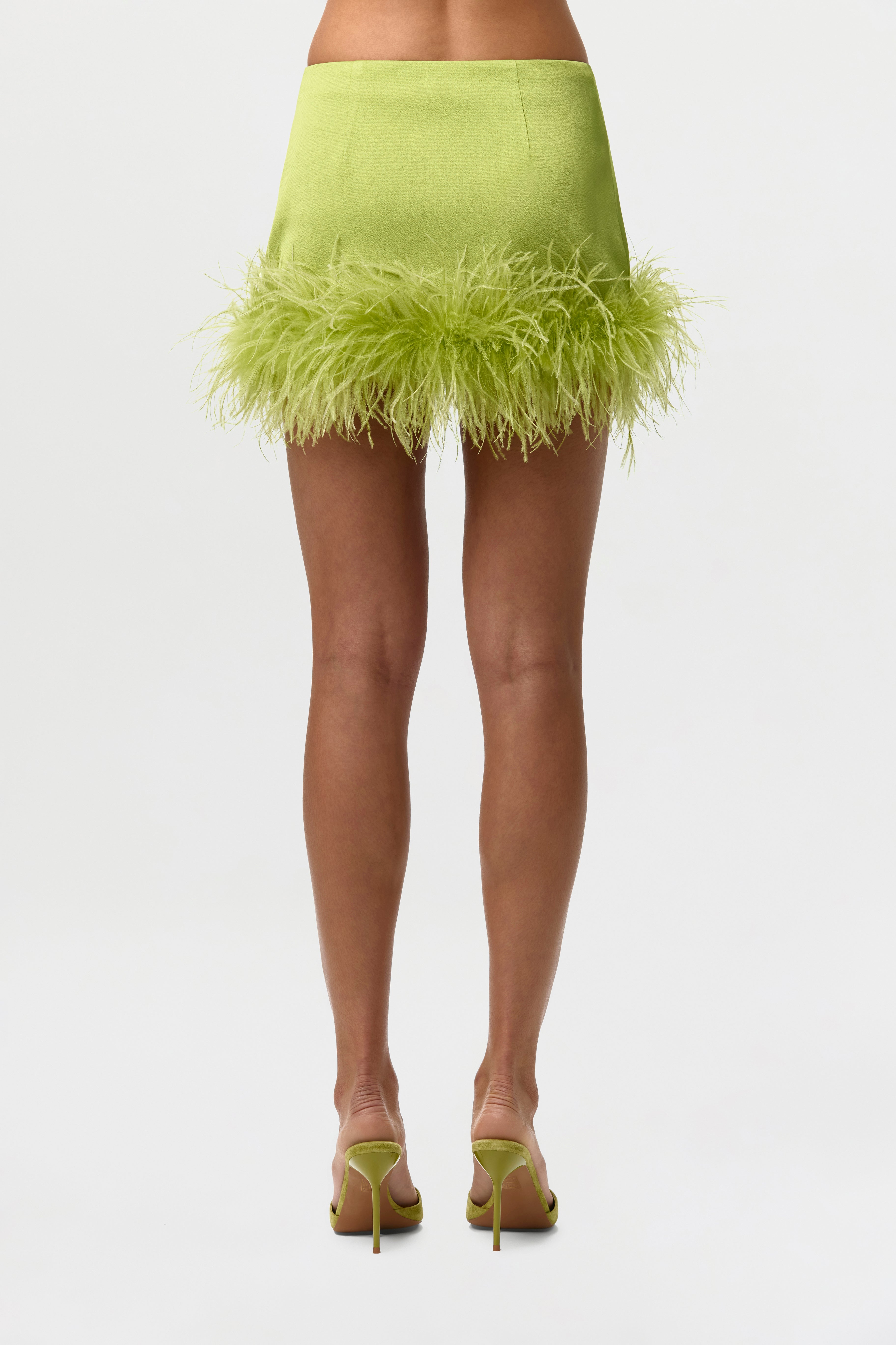 Satin Feather Mini Skirt