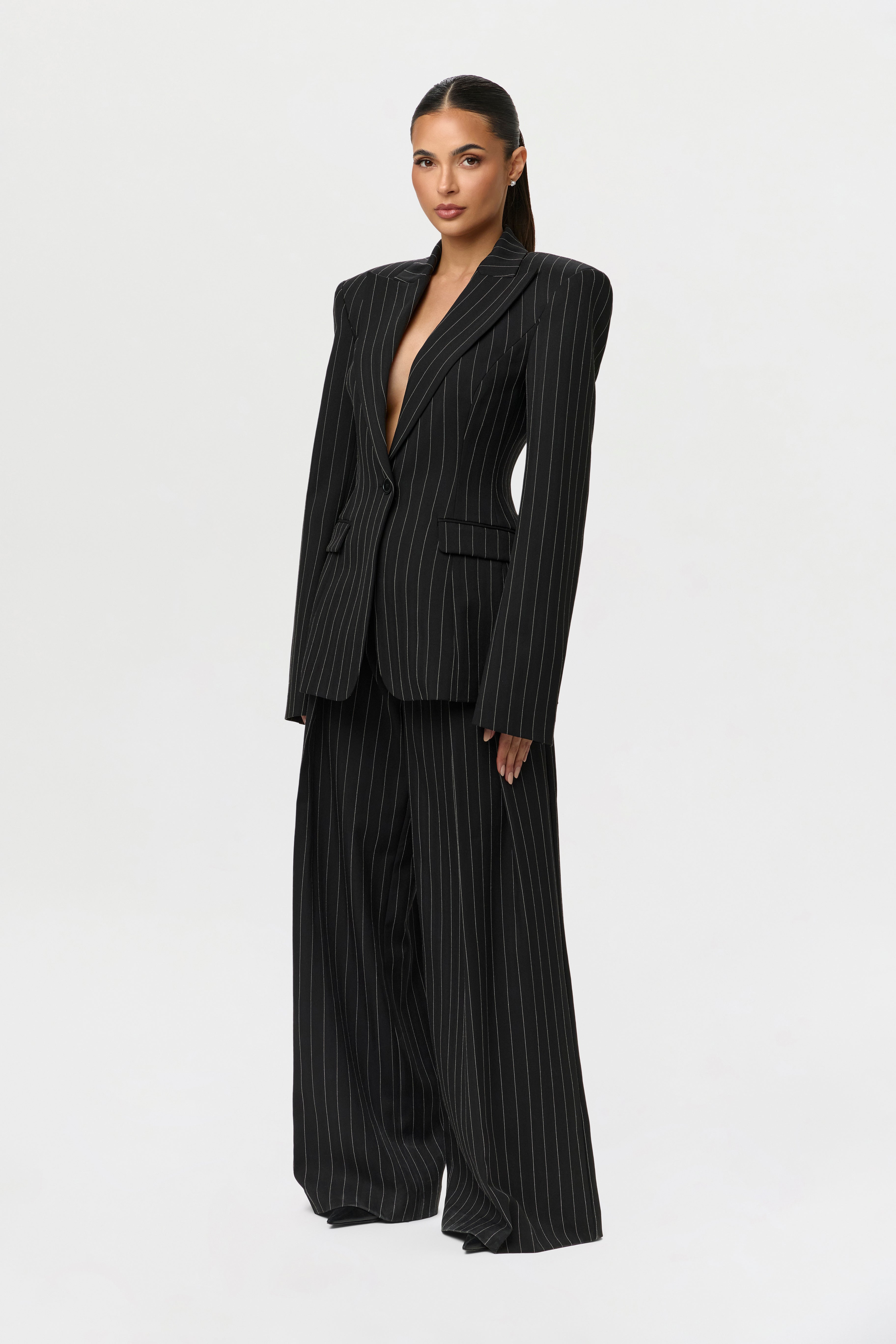 Suiting Pinstripe Wide-Leg Pant