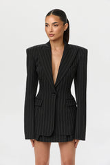 Pinstripe Suiting Pleated Mini Skirt