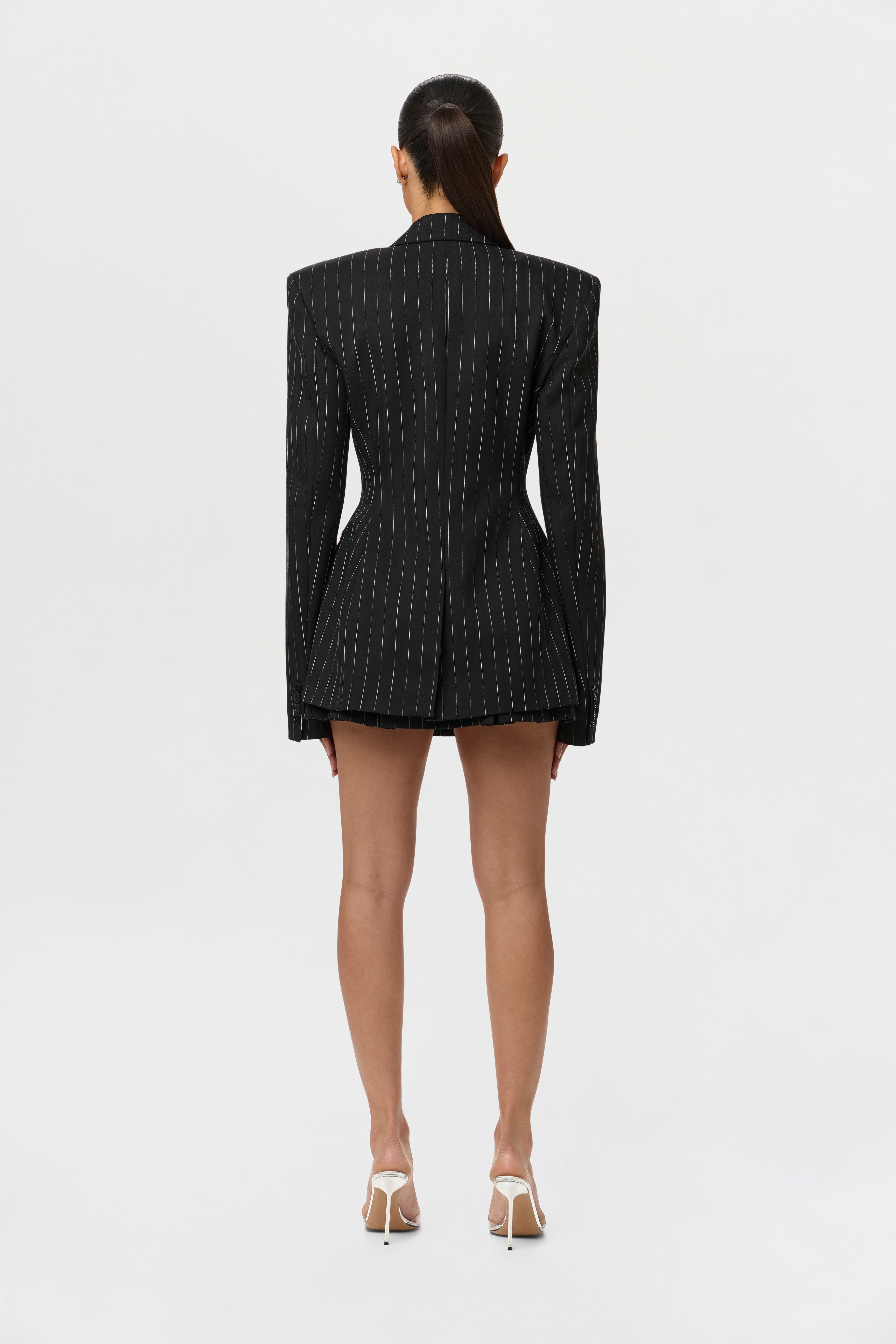 Pinstripe Suiting Pleated Mini Skirt