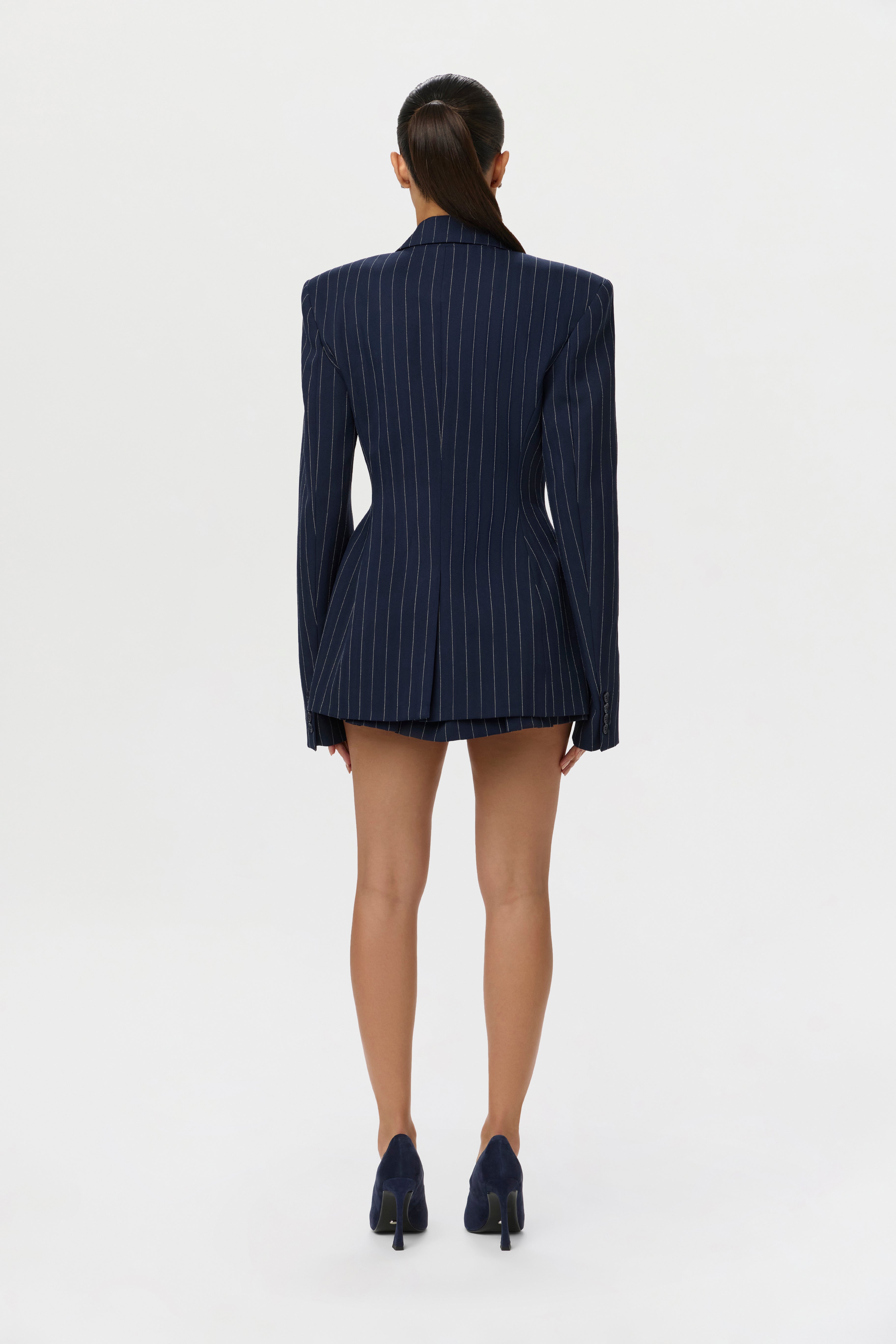 Pinstripe Suiting Pleated Mini Skirt