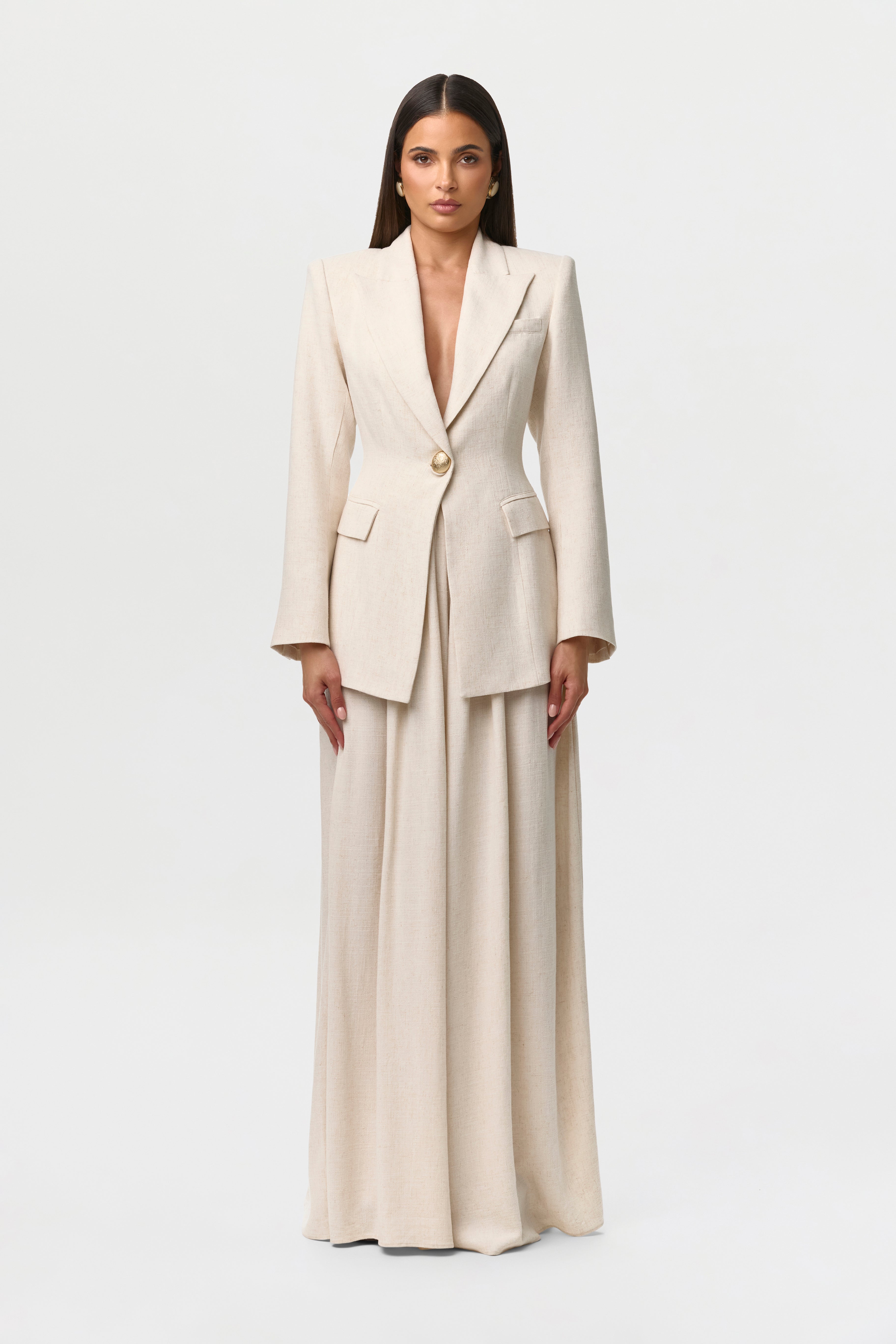 Linen Pleated Wide Leg Pants