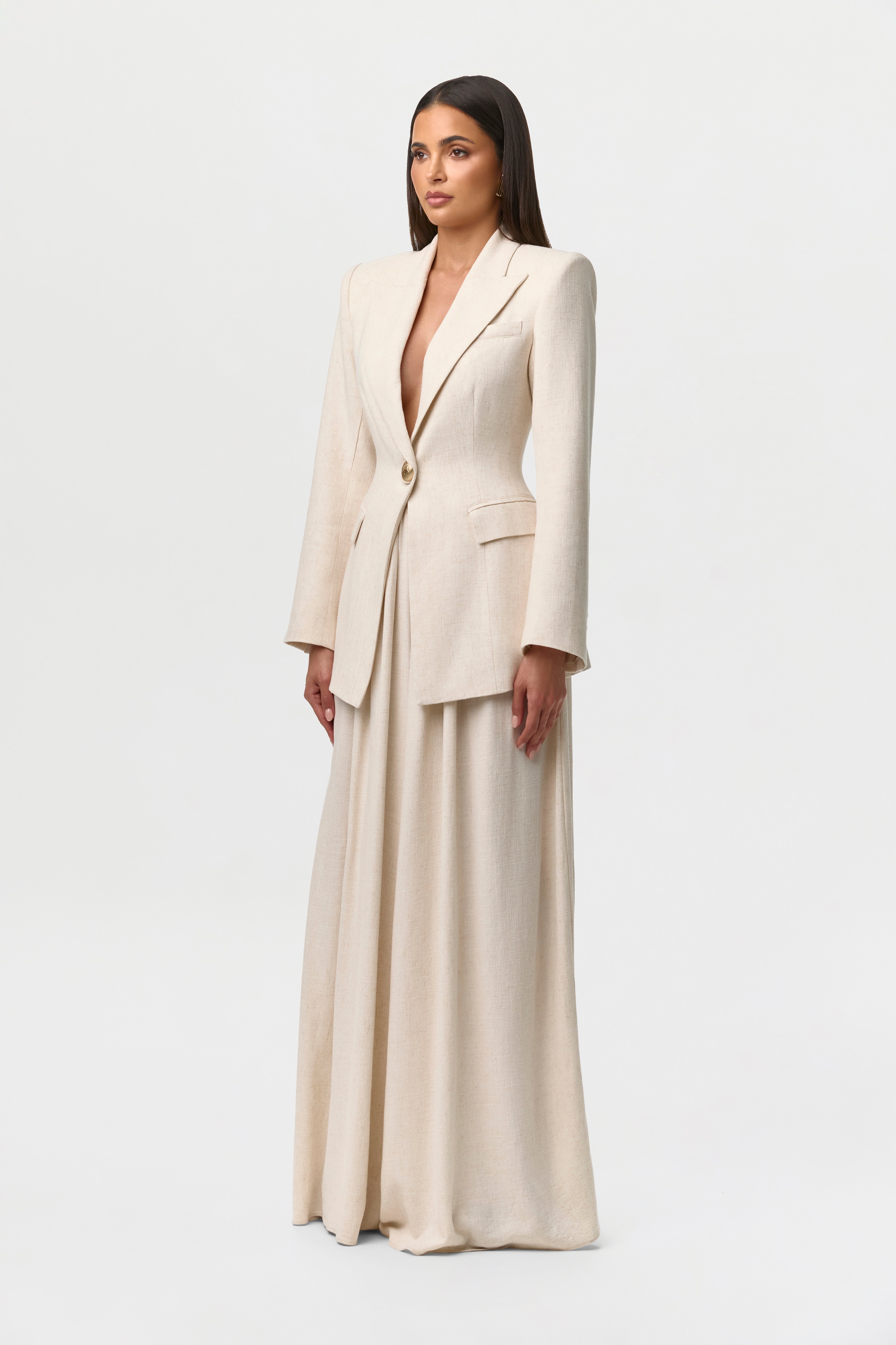 Linen Pleated Wide Leg Pants