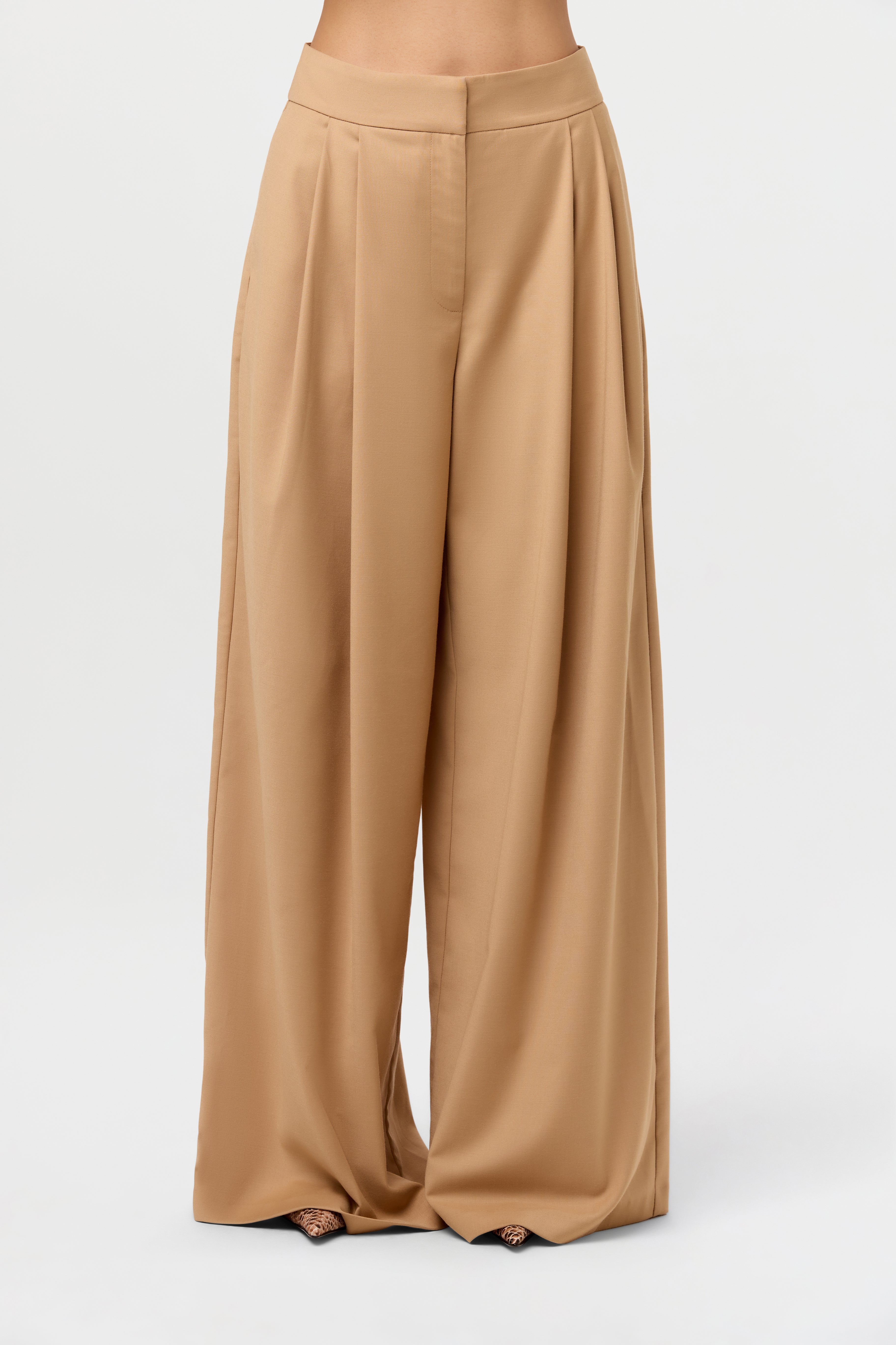 Suiting Pleated Wide-Leg Pant