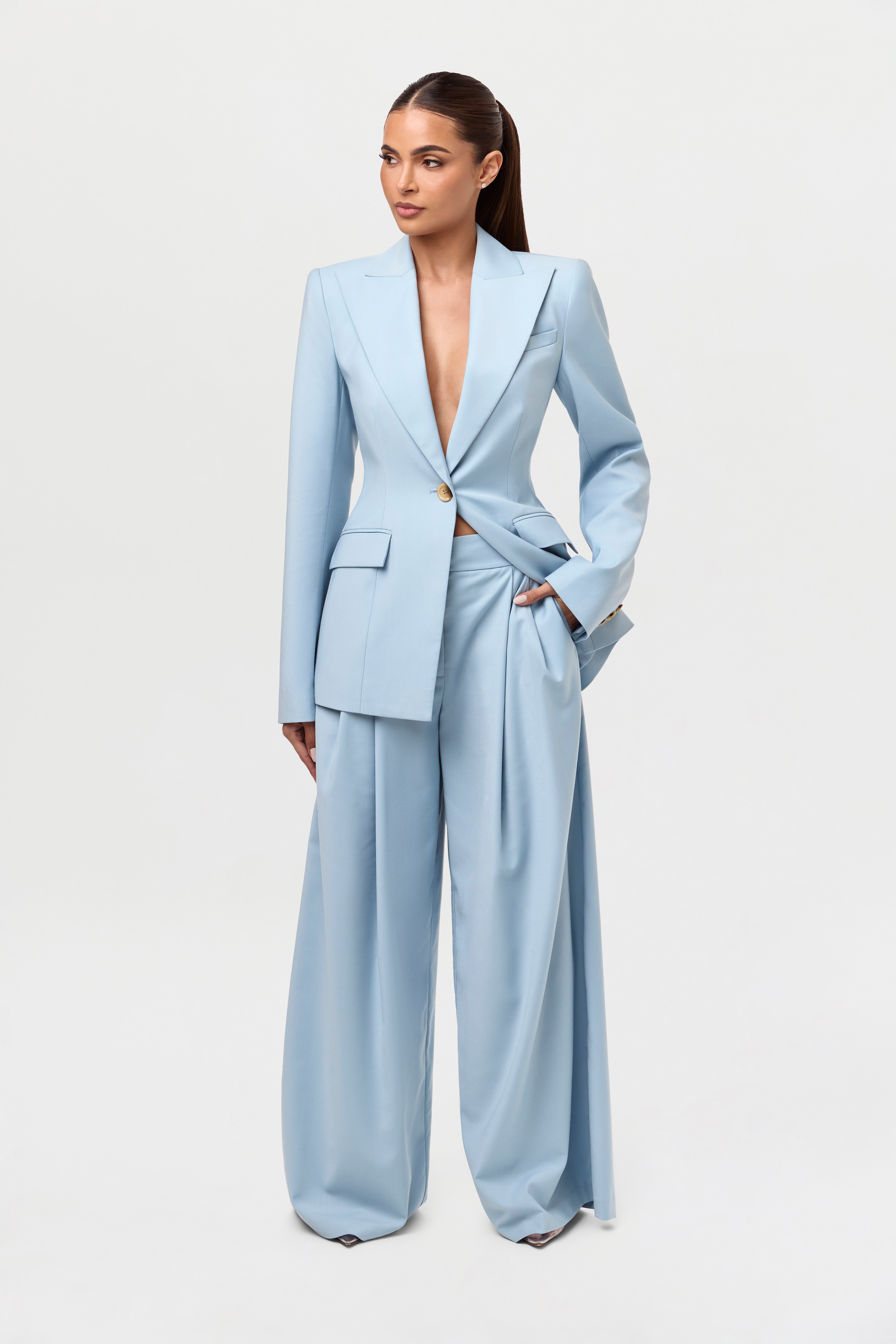 Suiting Pleated Wide-Leg Pant