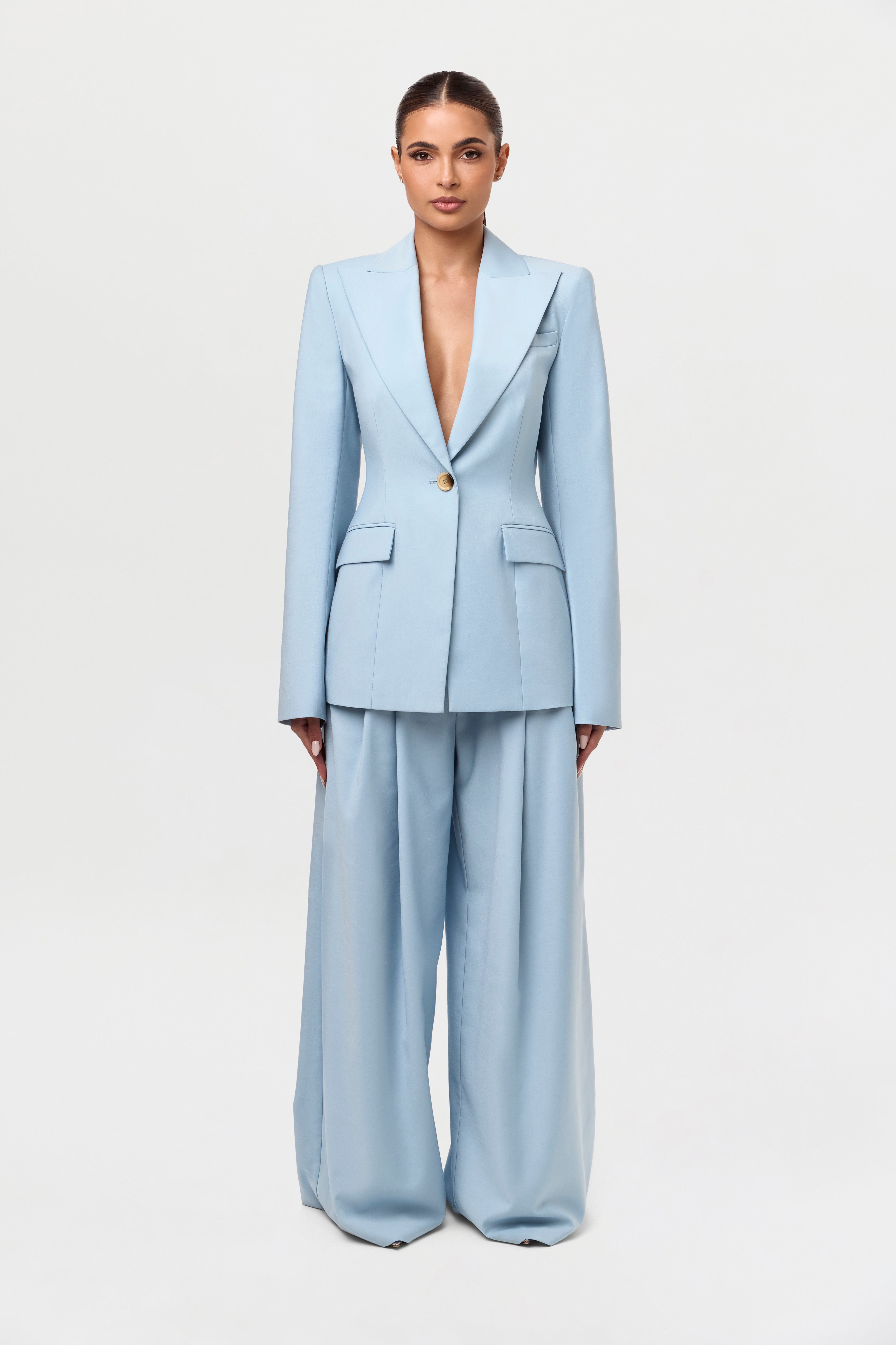 Suiting Pleated Wide-Leg Pant