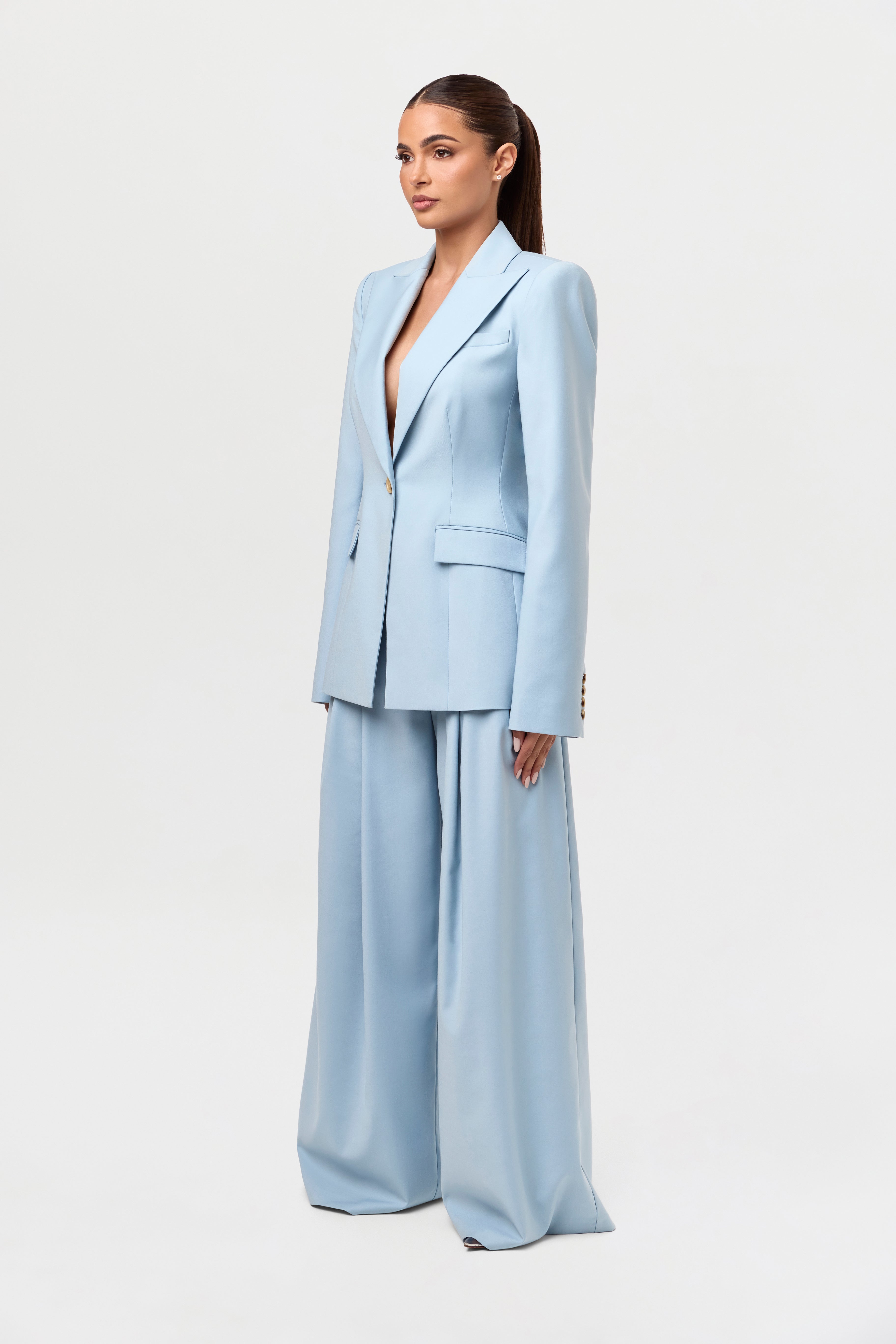 Suiting Pleated Wide-Leg Pant