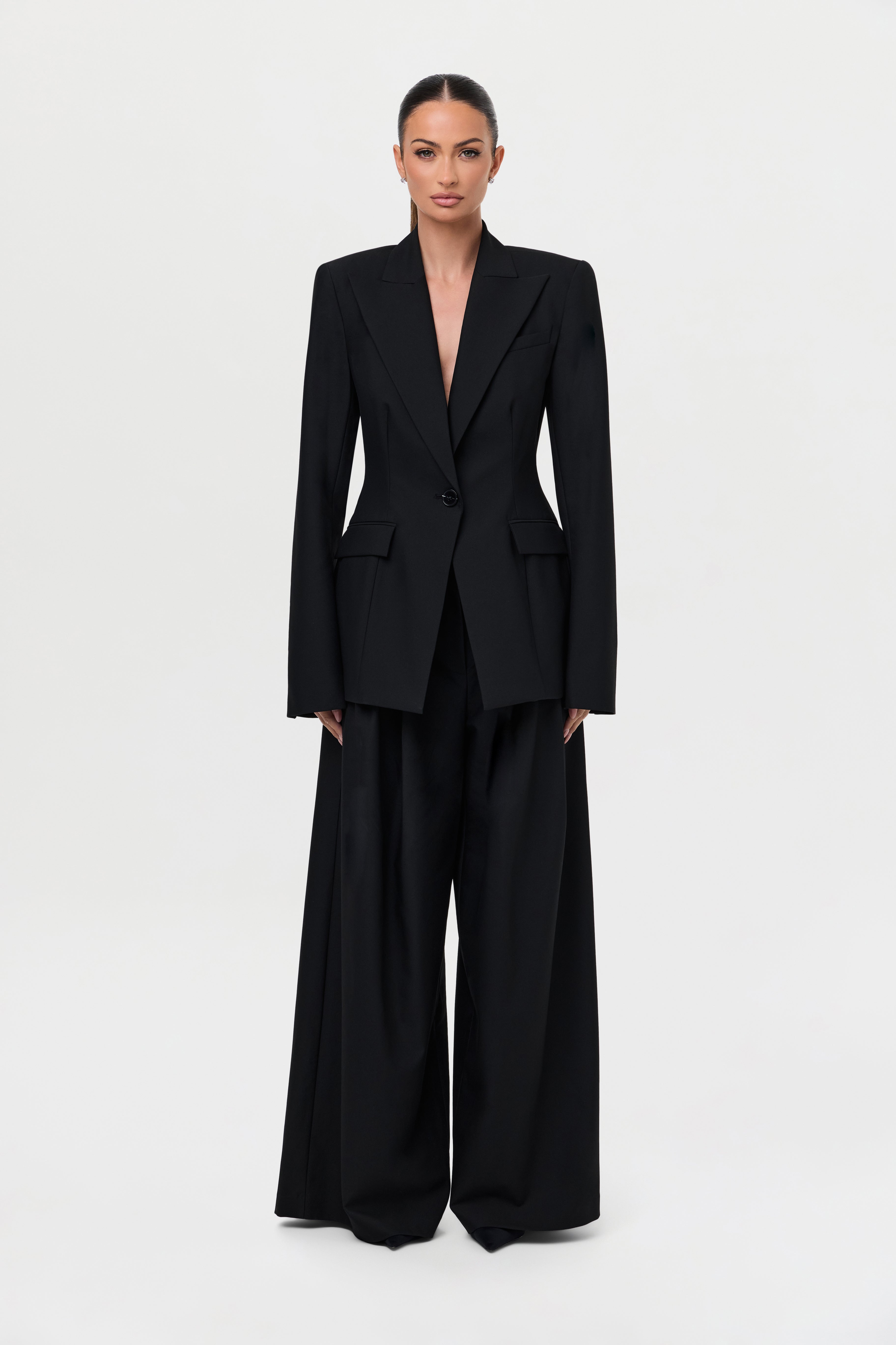 Suiting Pleated Wide-Leg Pant