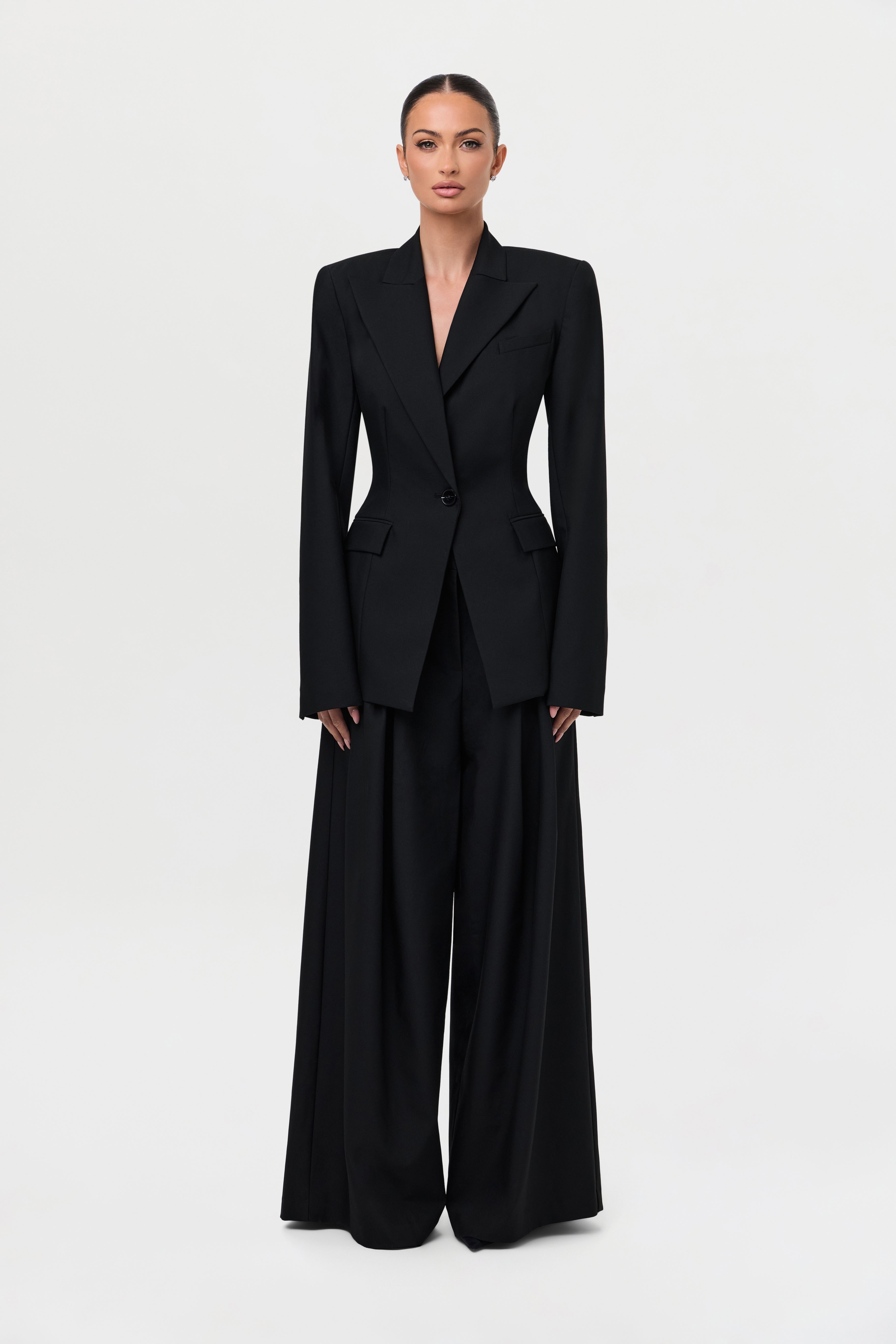 Suiting Pleated Wide-Leg Pant