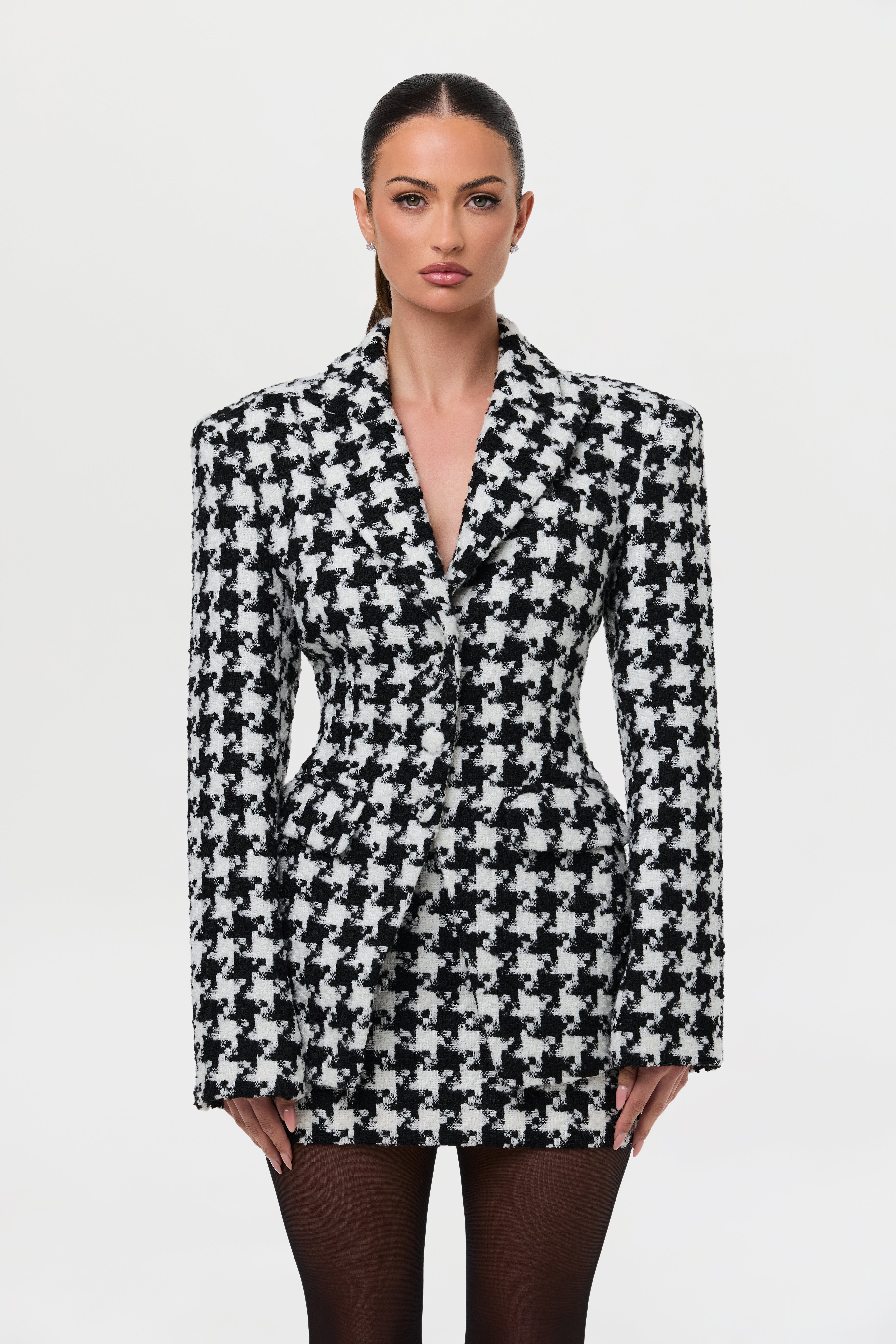 Tweed Houndstooth Mini Skirt