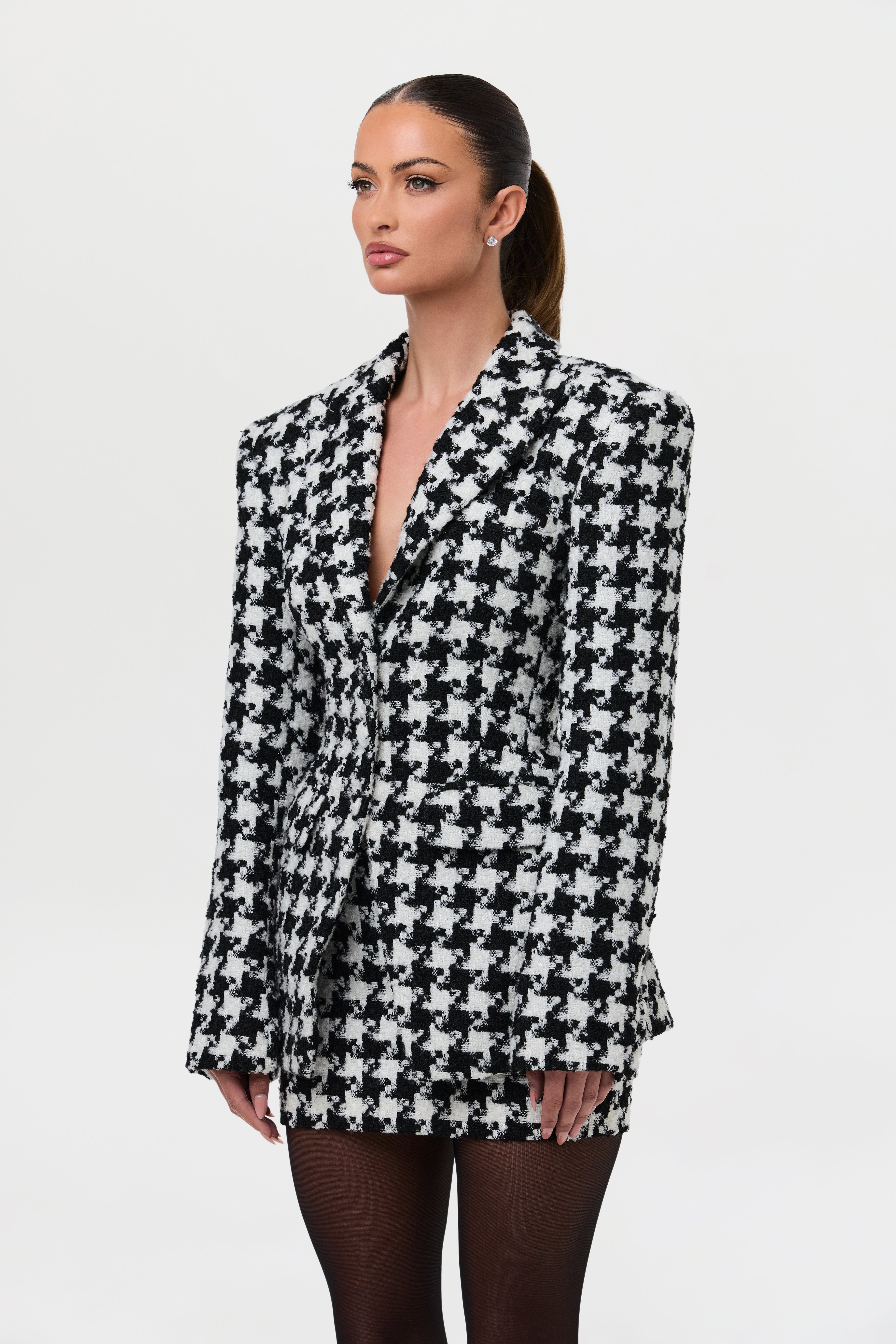 Tweed Houndstooth Mini Skirt