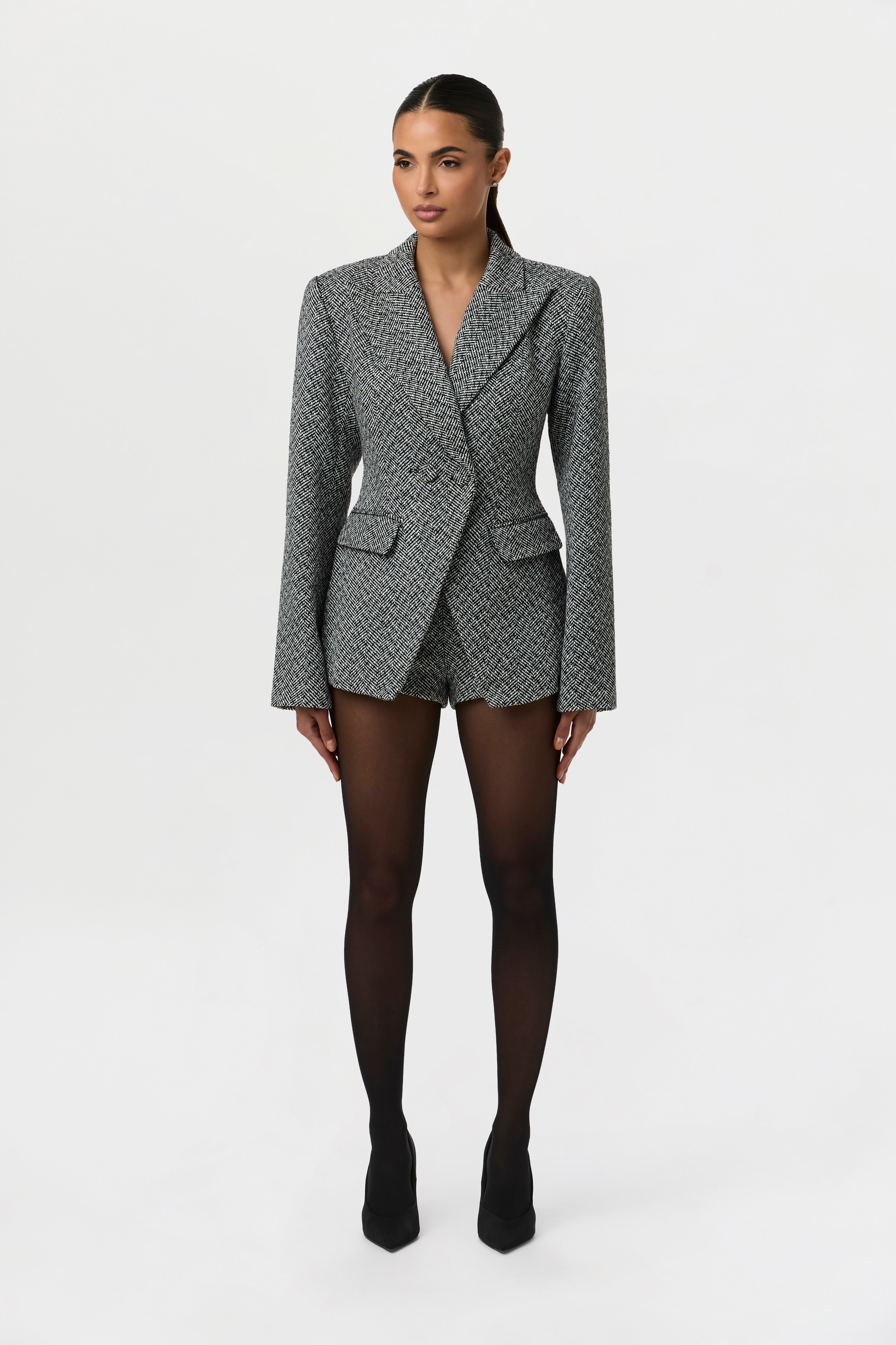 Chevron Suited Hot Pants