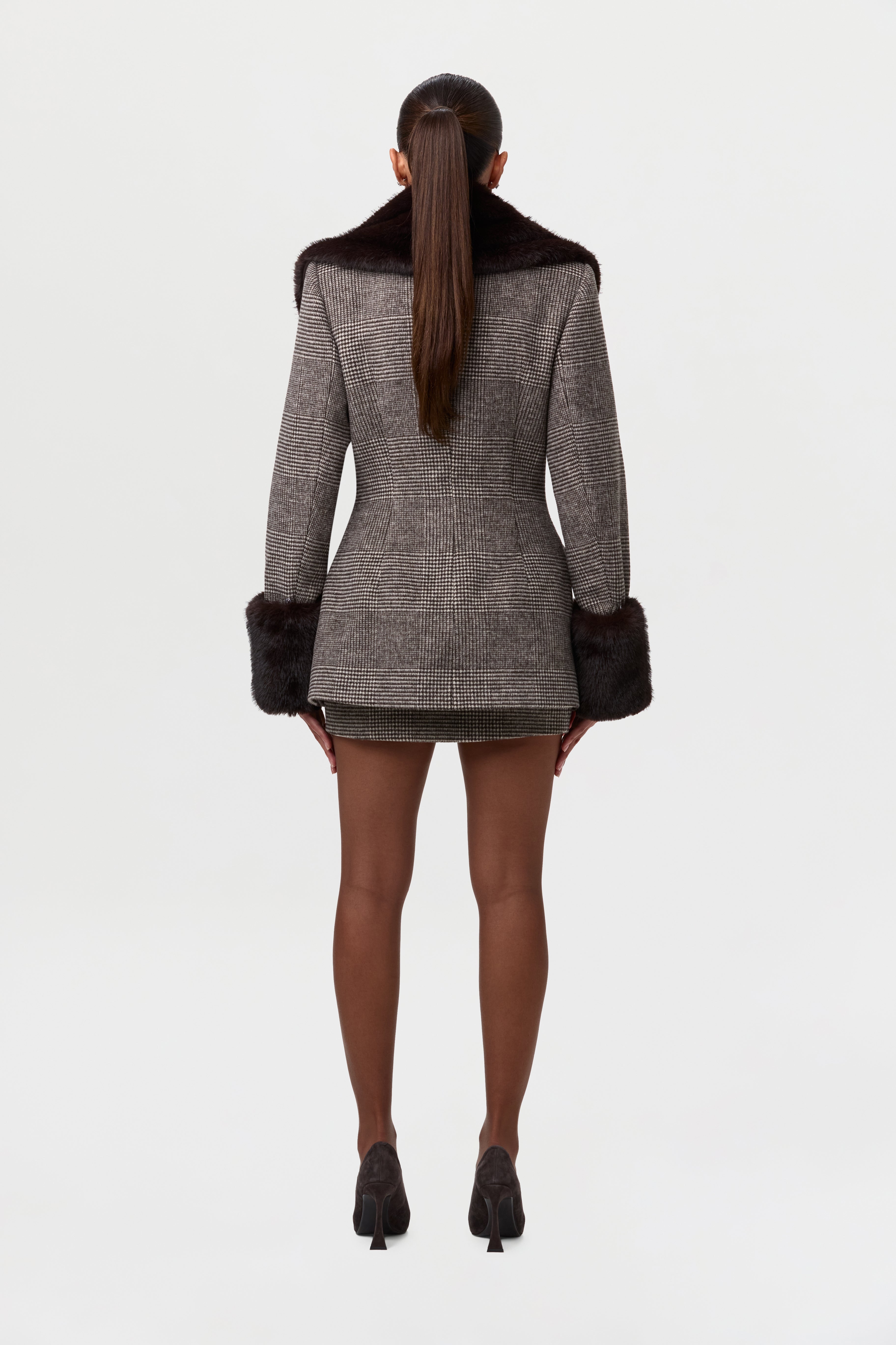 Suiting Plaid Houndstooth Mini Skirt