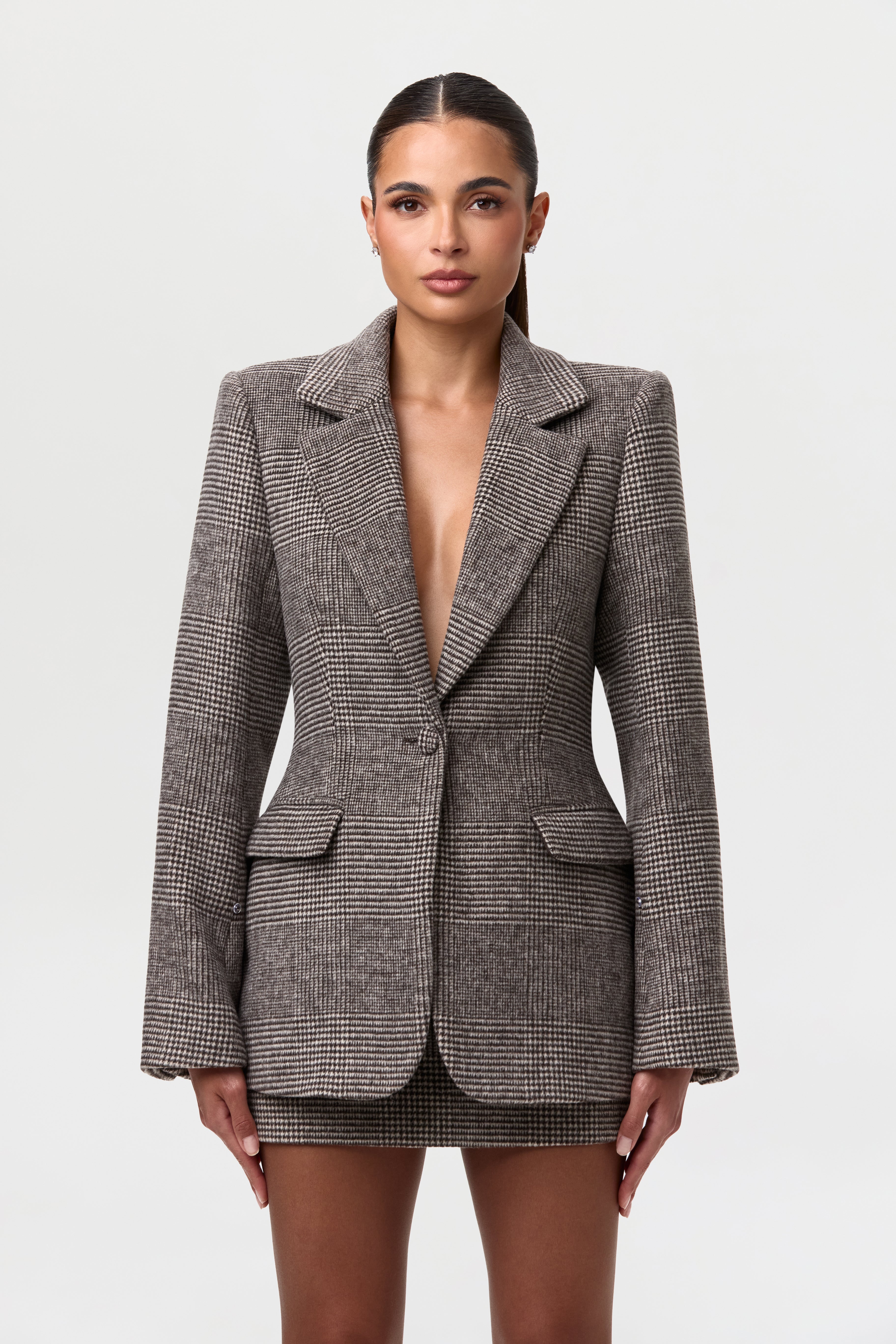 Suiting Plaid Houndstooth Mini Skirt