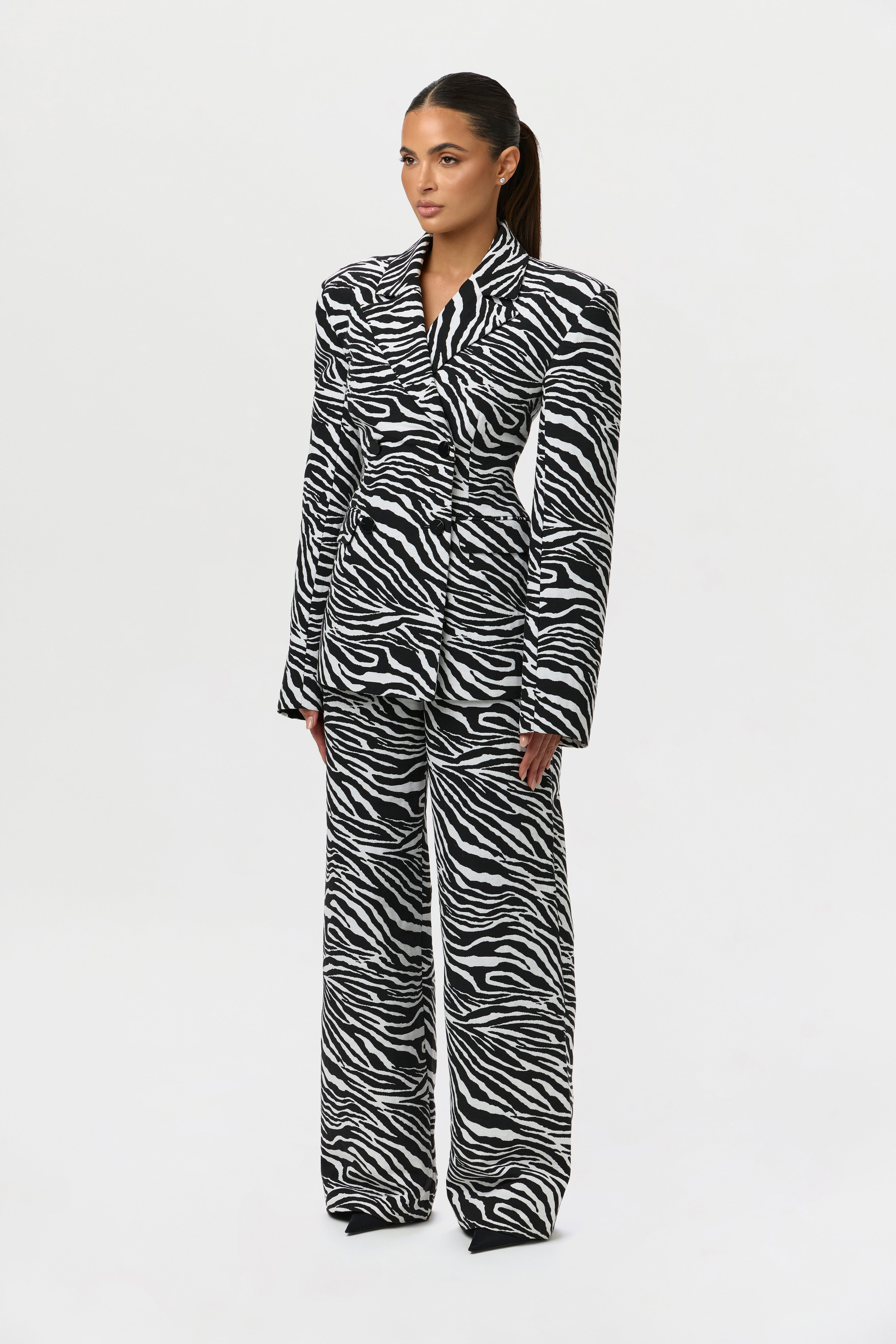 Suiting Zebra Jacquard Wide-Leg Pant