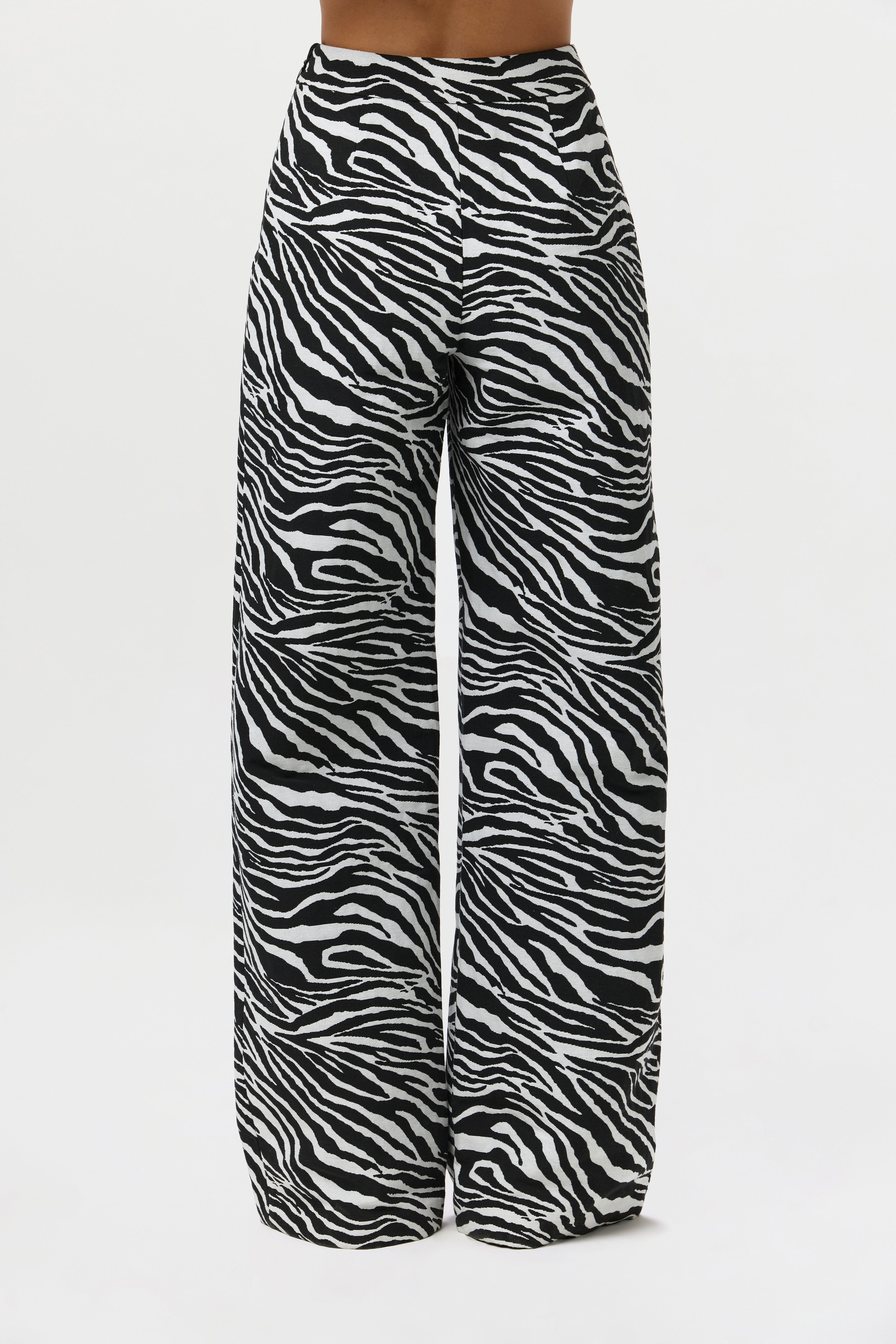 Suiting Zebra Jacquard Wide-Leg Pant