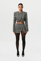 Houndstooth Plaid Mini Skirt