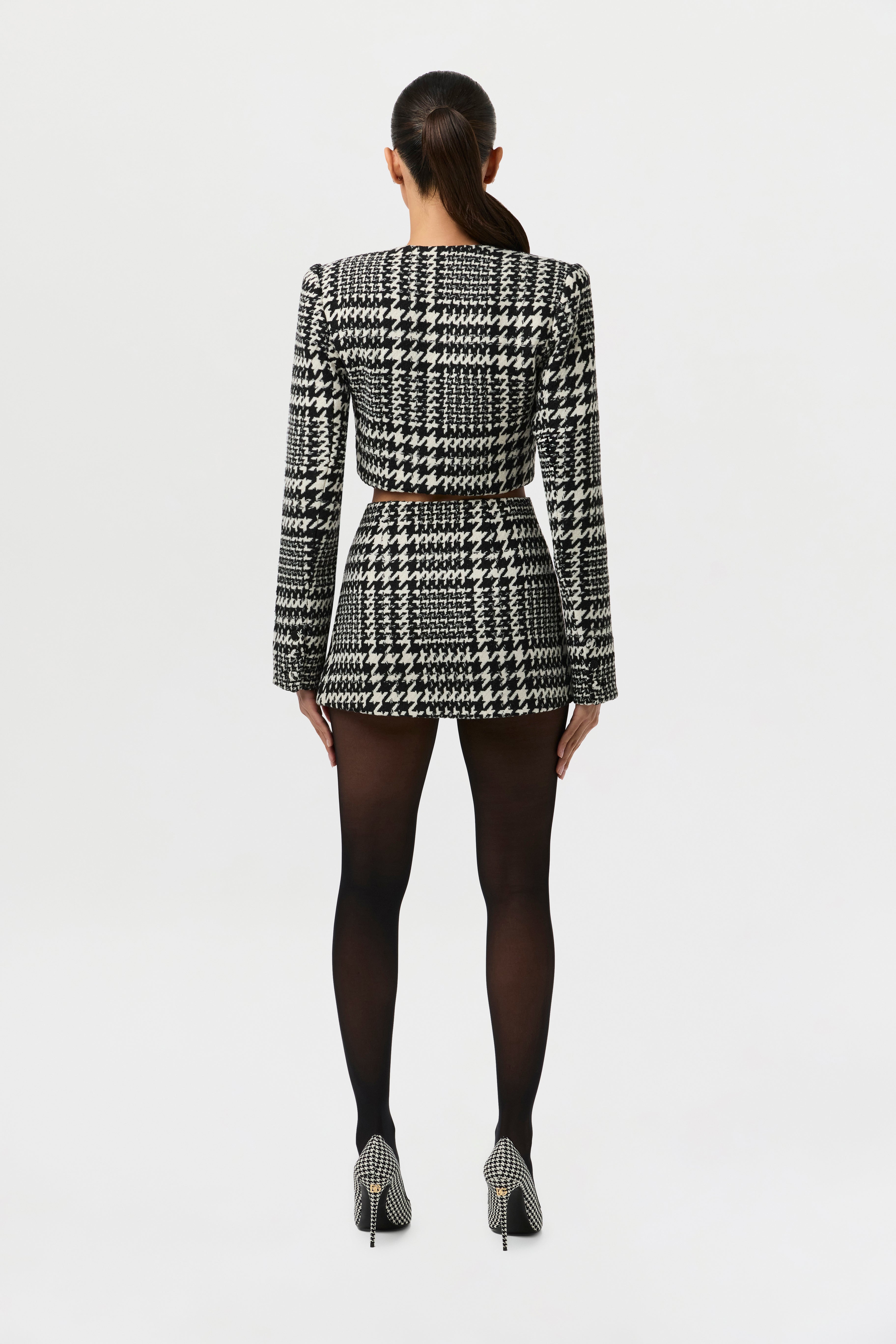 Houndstooth Plaid Mini Skirt
