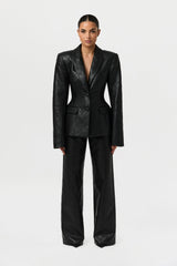 Quilted Vegan Leather Wide Leg Pants