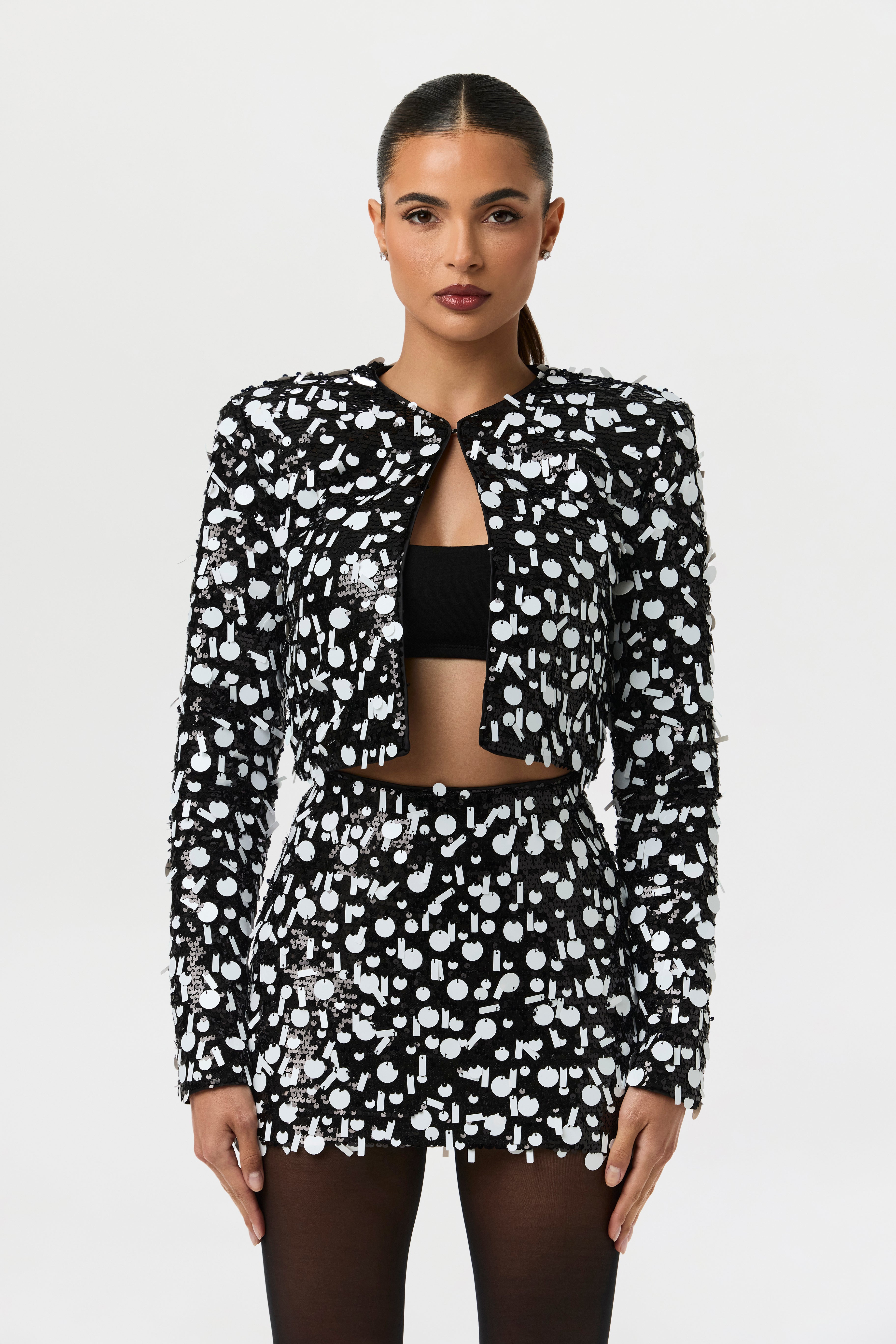 Geometric Sequin Mini Skirt