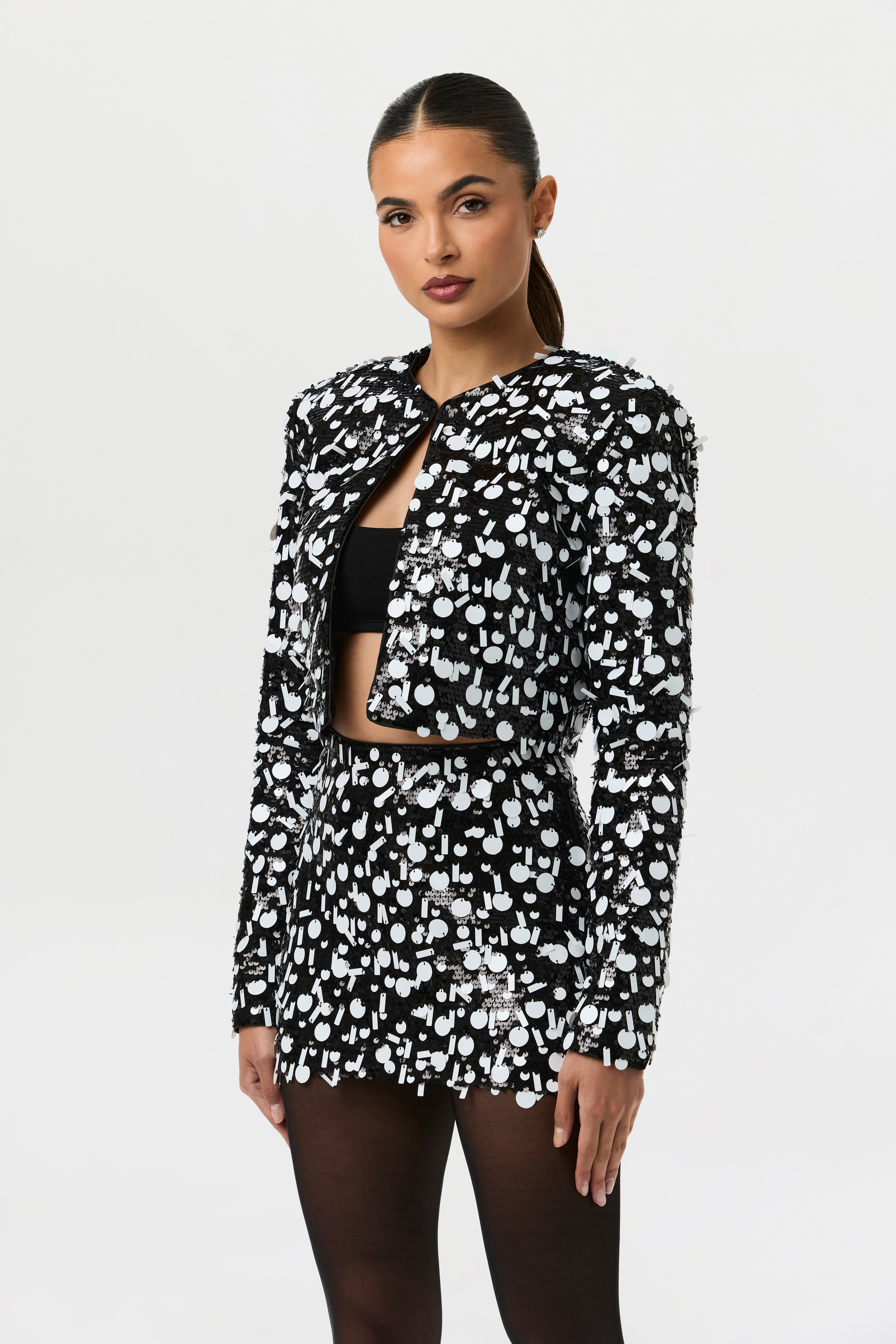 Geometric Sequin Mini Skirt