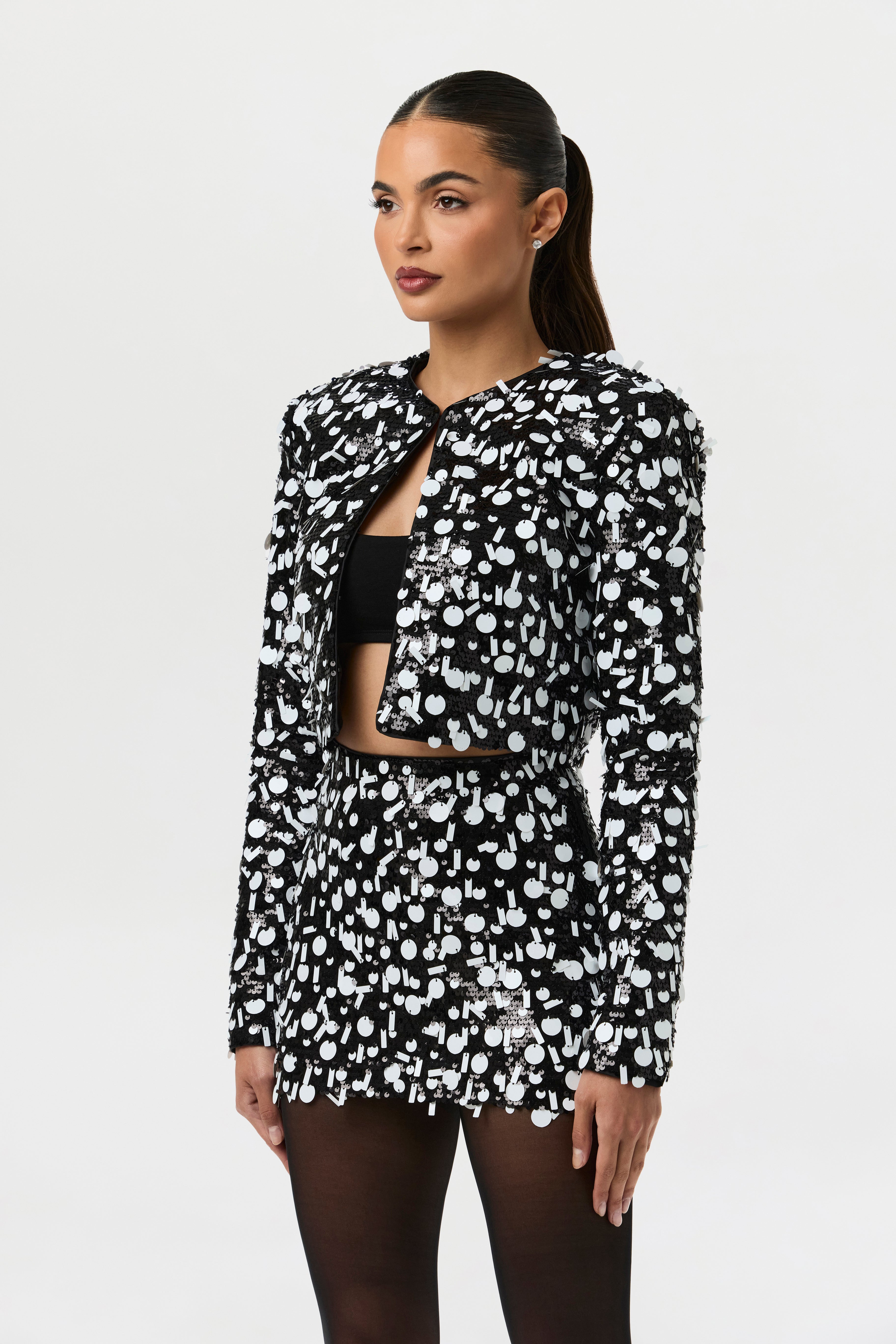 Geometric Sequin Mini Skirt