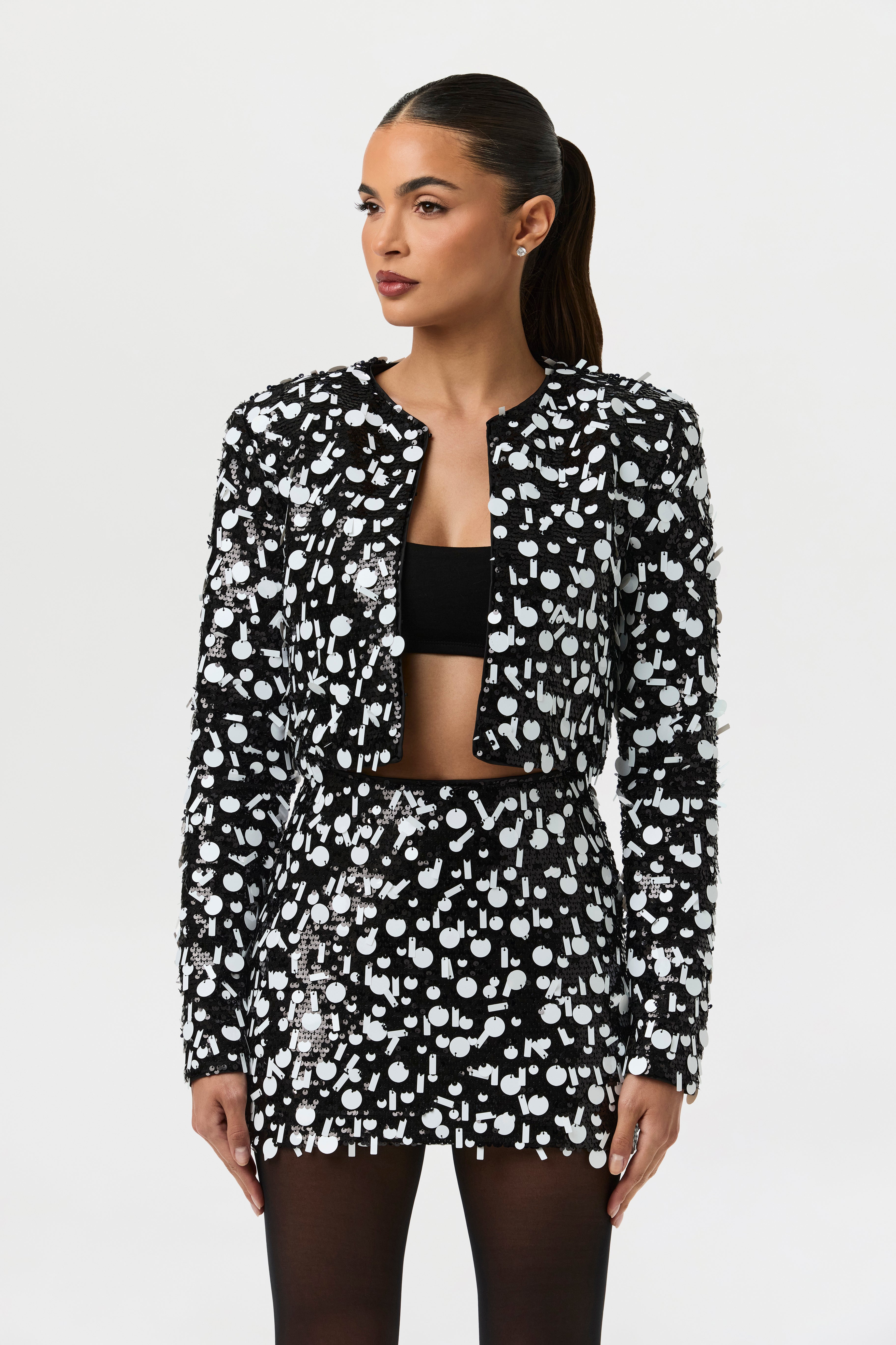 Geometric Sequin Mini Skirt