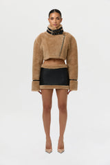 Sherpa Vegan Leather Mini Skirt