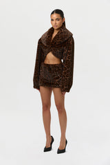 Faux Fur Leopard Mini Skirt