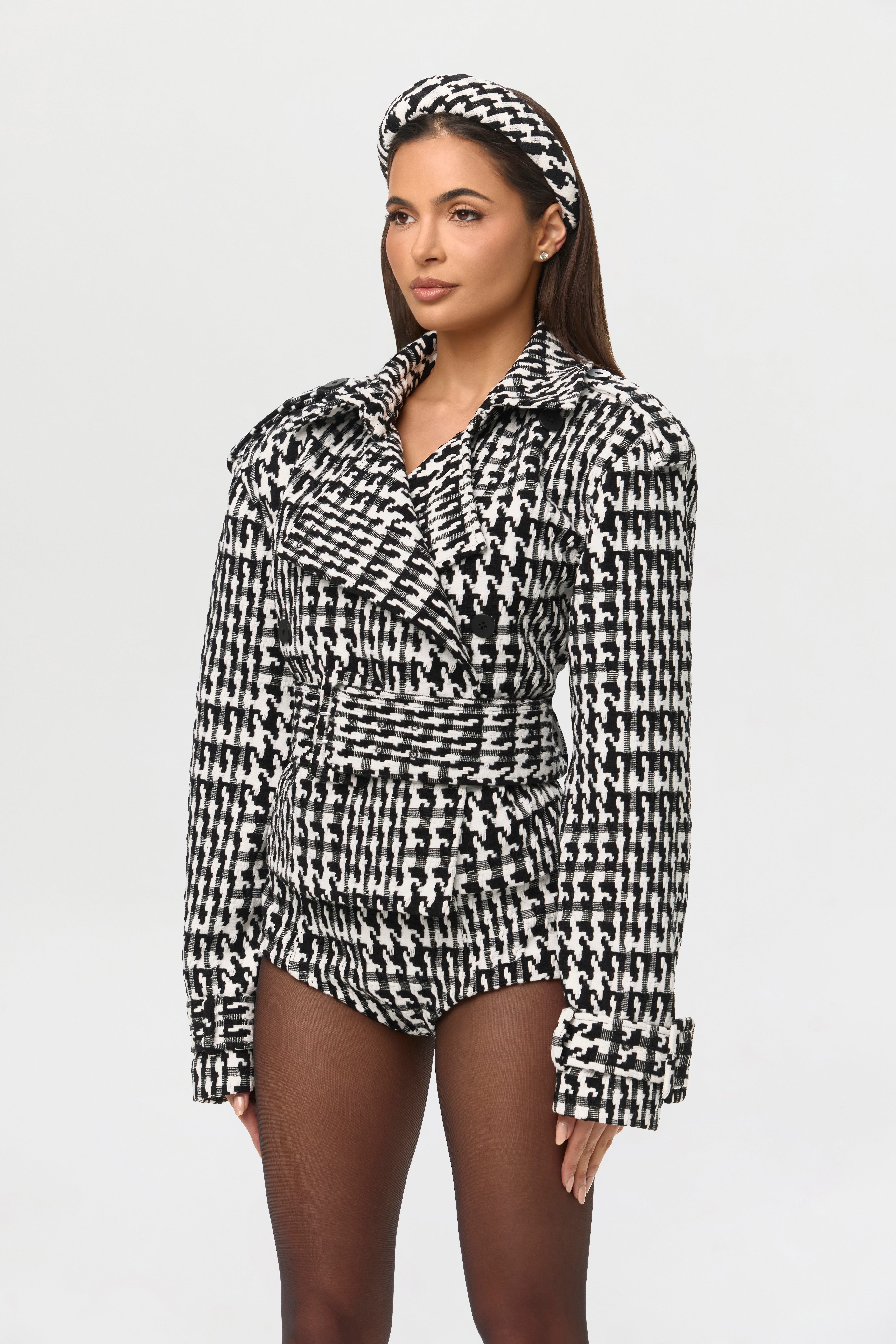 Jacquard Houndstooth Micro Shorts
