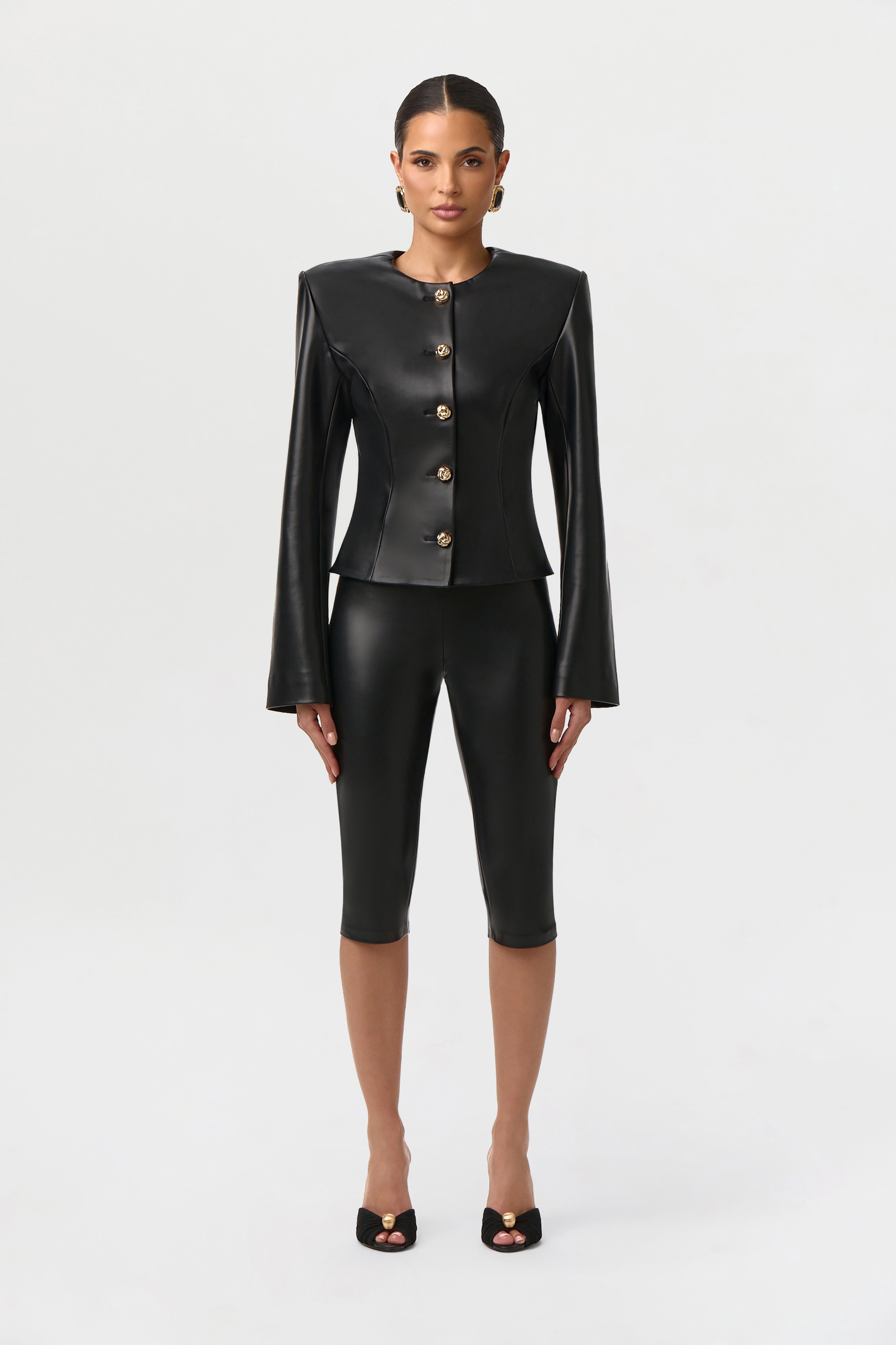 Vegan Leather Capri Leggings