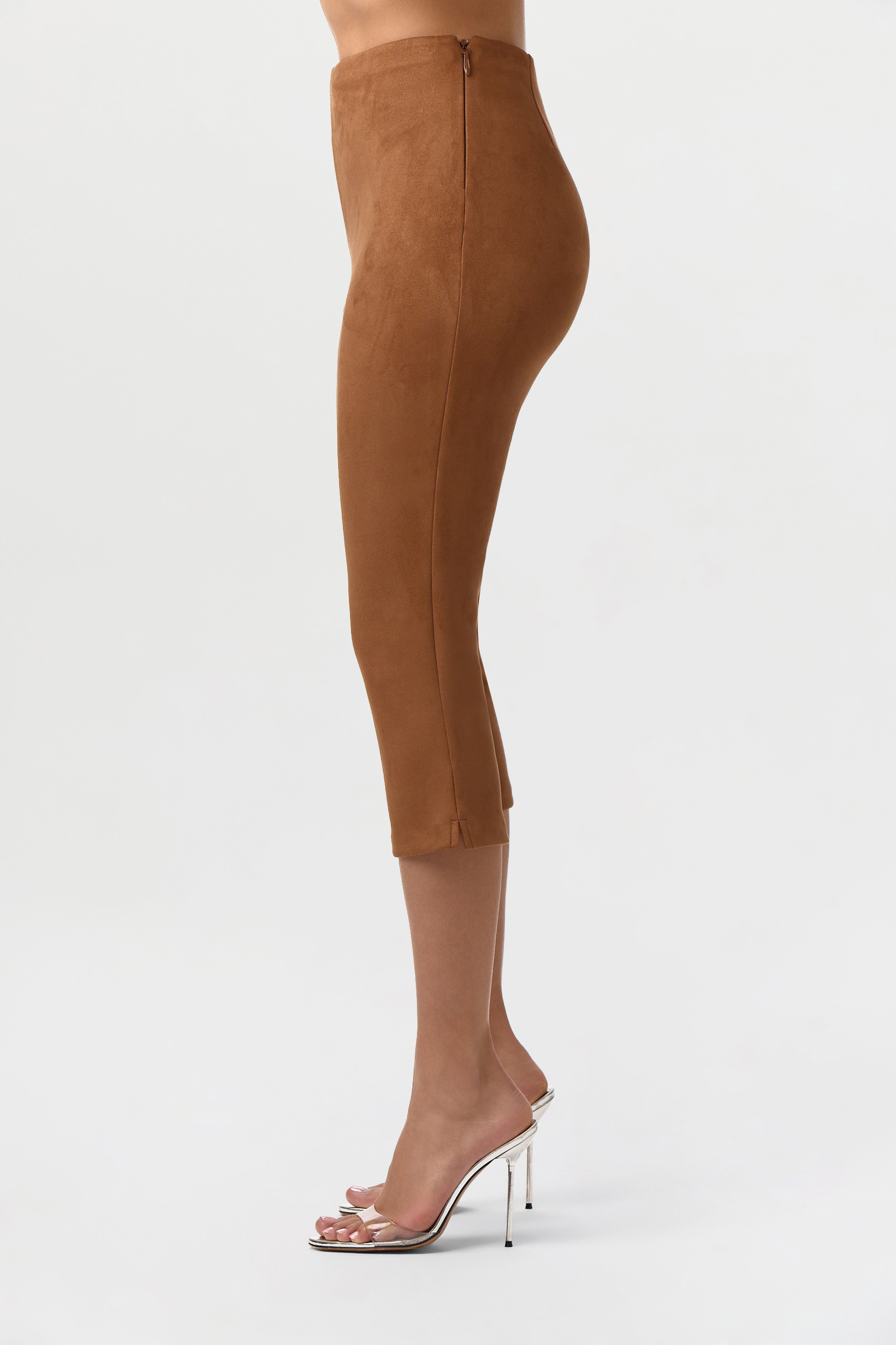 Faux Suede Capri Pants