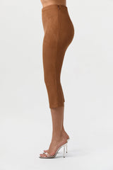 Faux Suede Capri Pants