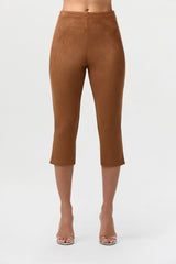 Faux Suede Capri Pants