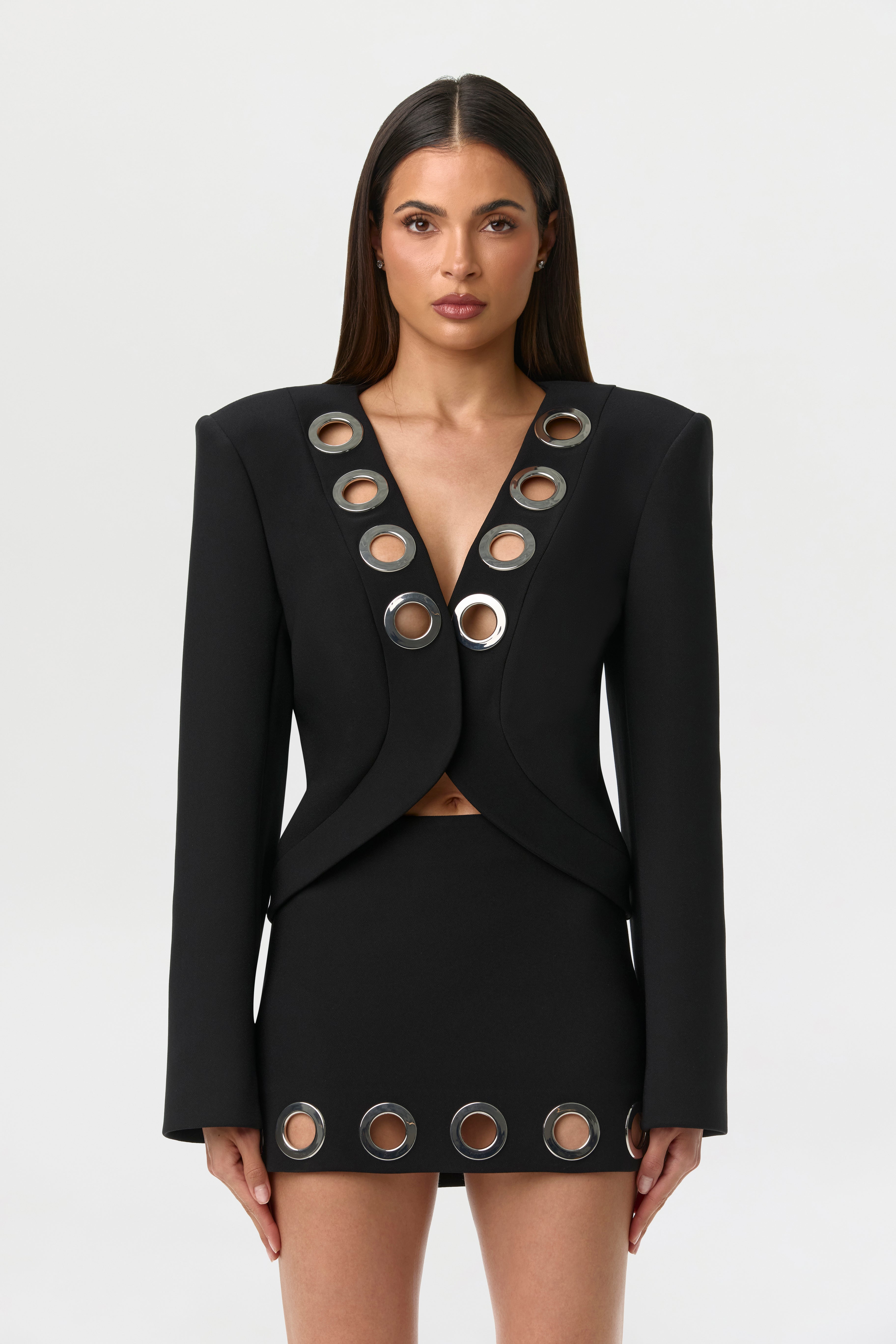 Ponte Grommet Mini Skirt