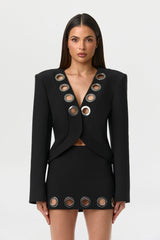 Ponte Grommet Mini Skirt