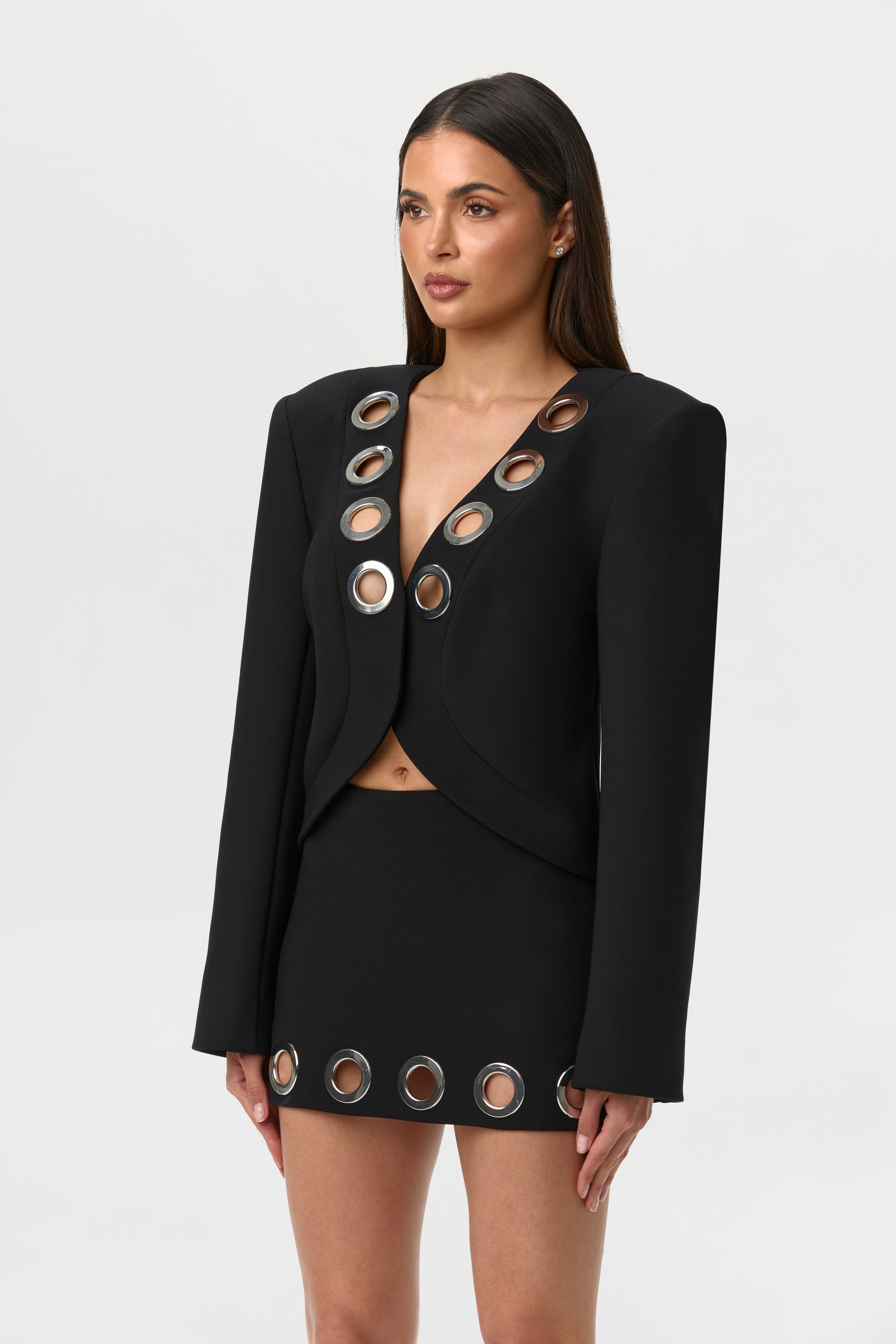 Ponte Grommet Mini Skirt