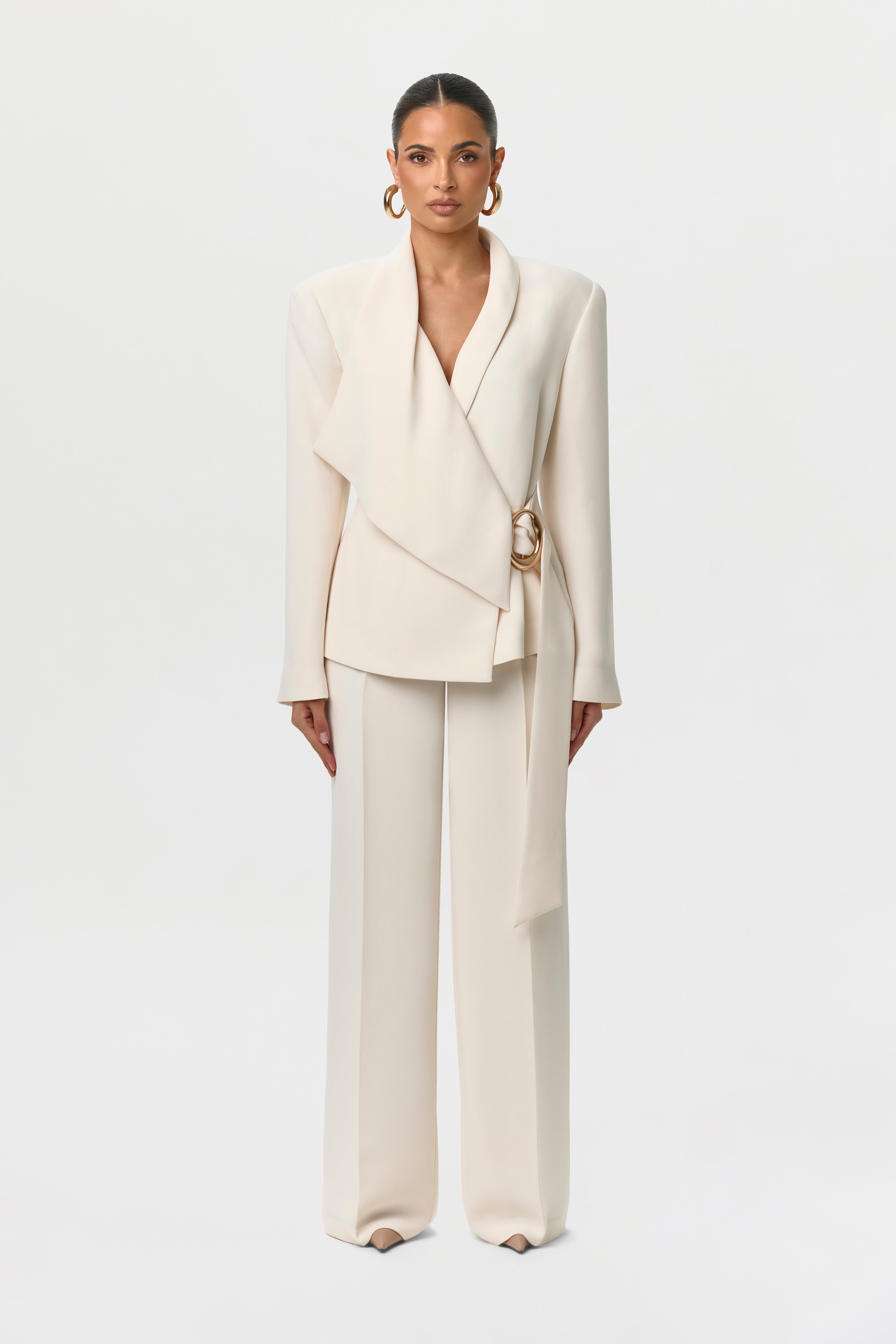 Suiting Pleated Wide-Leg Pants