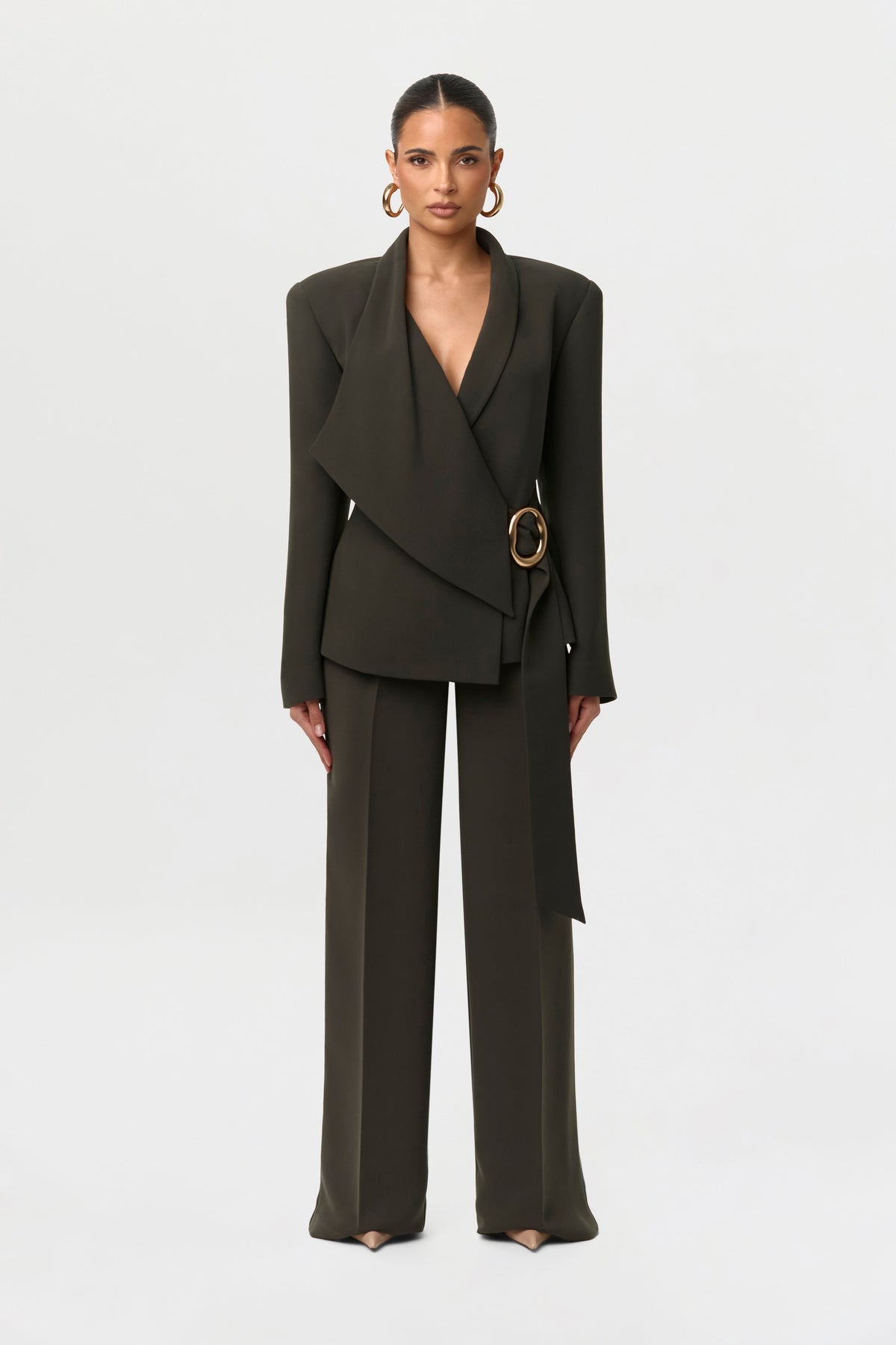 Suiting Pleated Wide-Leg Pants